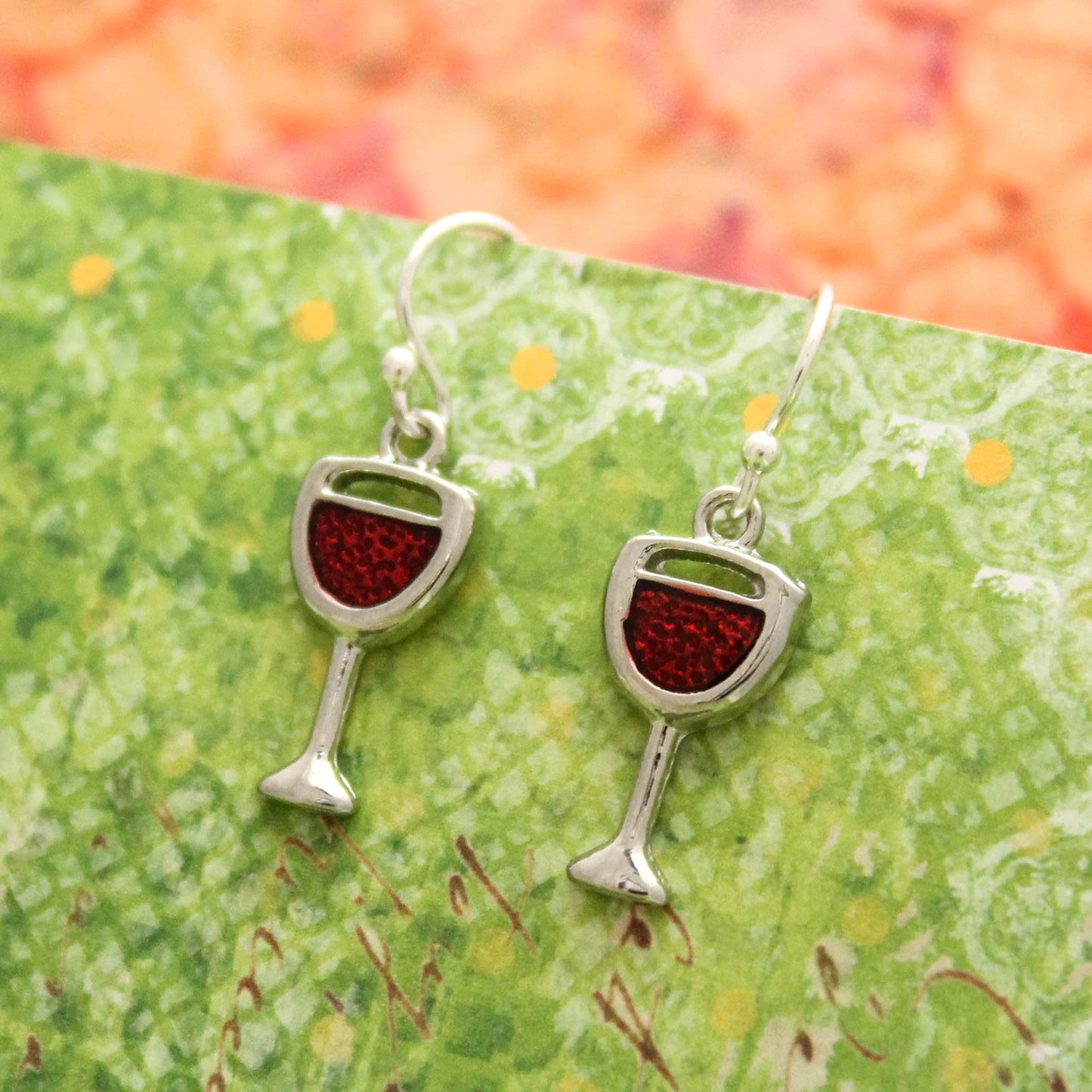 Cute Red Wine Earrings, Silver Wine Glass Earrings, Wine Lover Jewelry, Red Wine Earrings, Silver Festive Holiday Wine Jewelry, Gift for Her