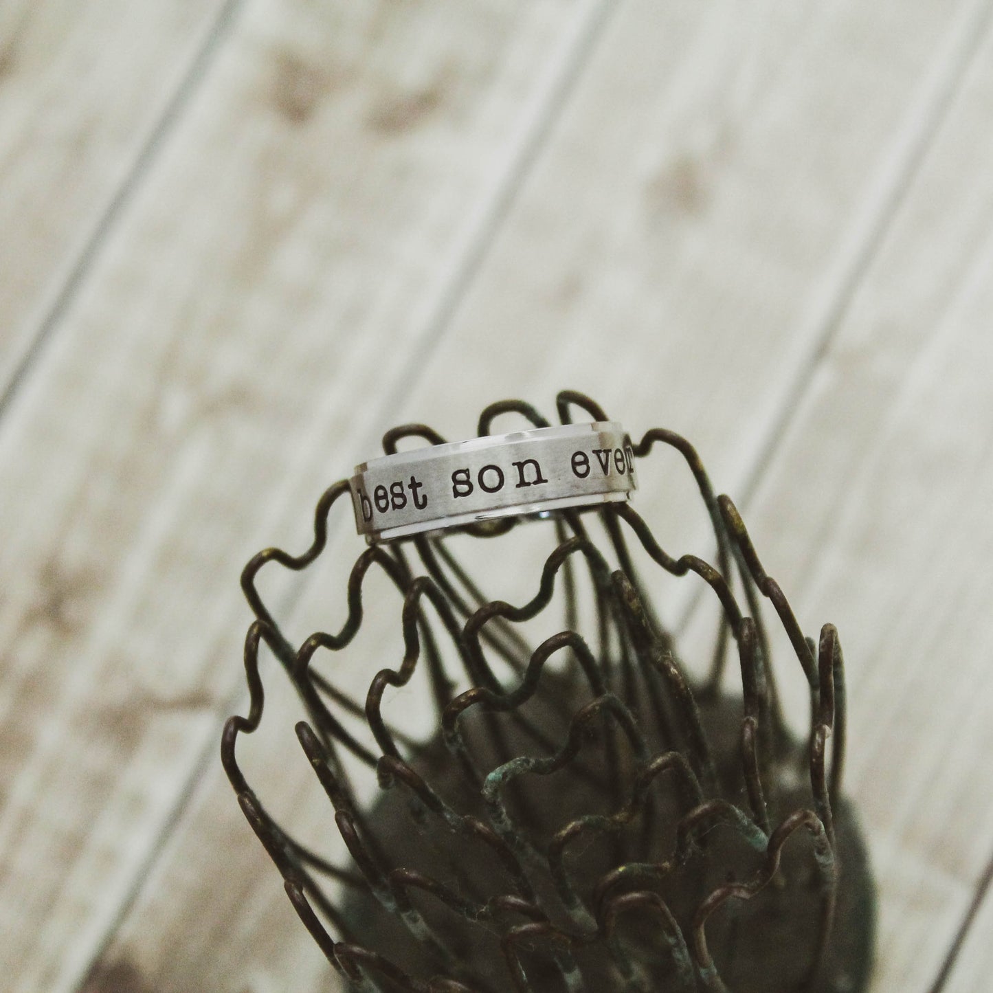 Best SON Ever Personalized Ring, Customized Silver Ring, Gift for Son, Hand Stamped Stainless Steel Name Ring, Shiny Silver Custom Ring