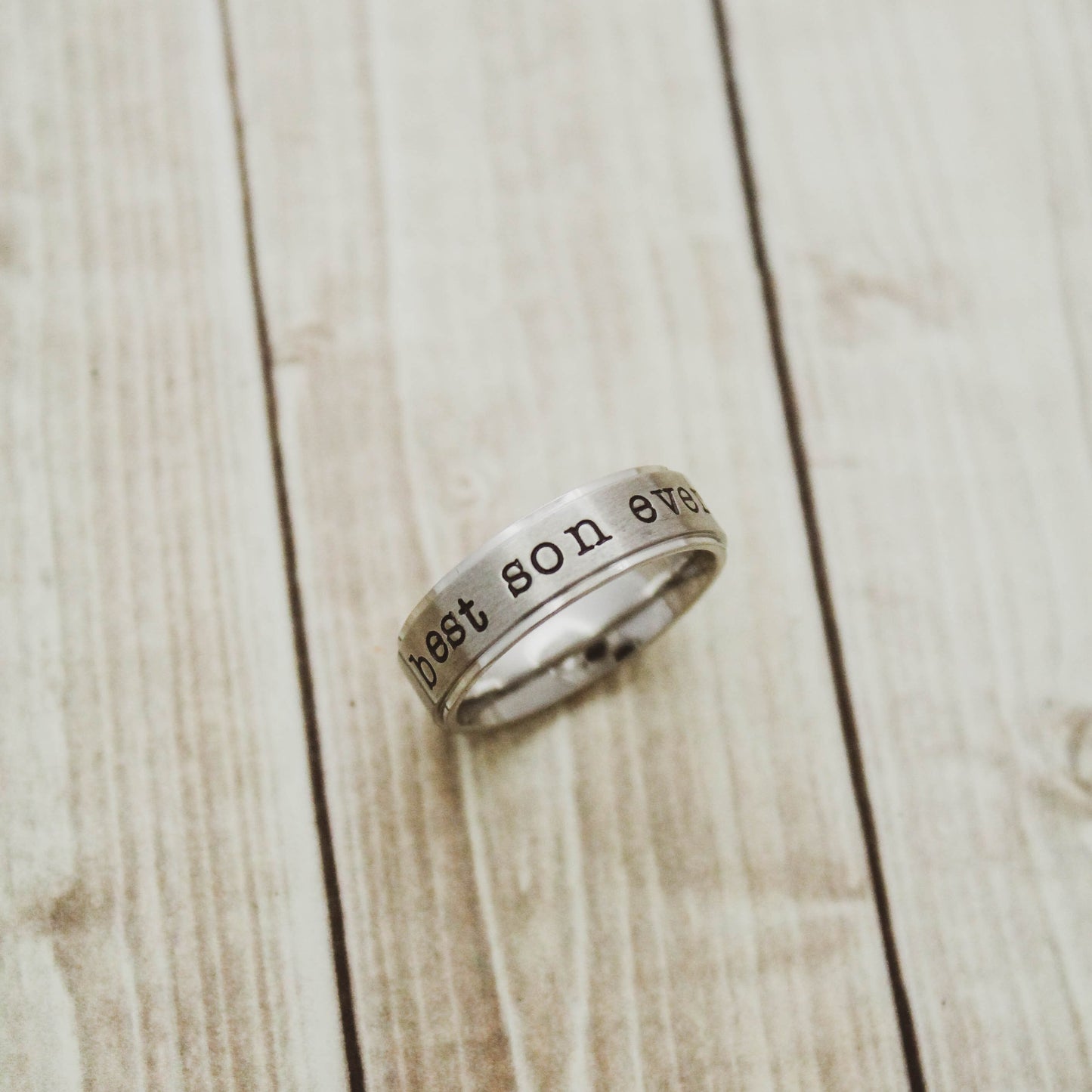 Best SON Ever Personalized Ring, Customized Silver Ring, Gift for Son, Hand Stamped Stainless Steel Name Ring, Shiny Silver Custom Ring