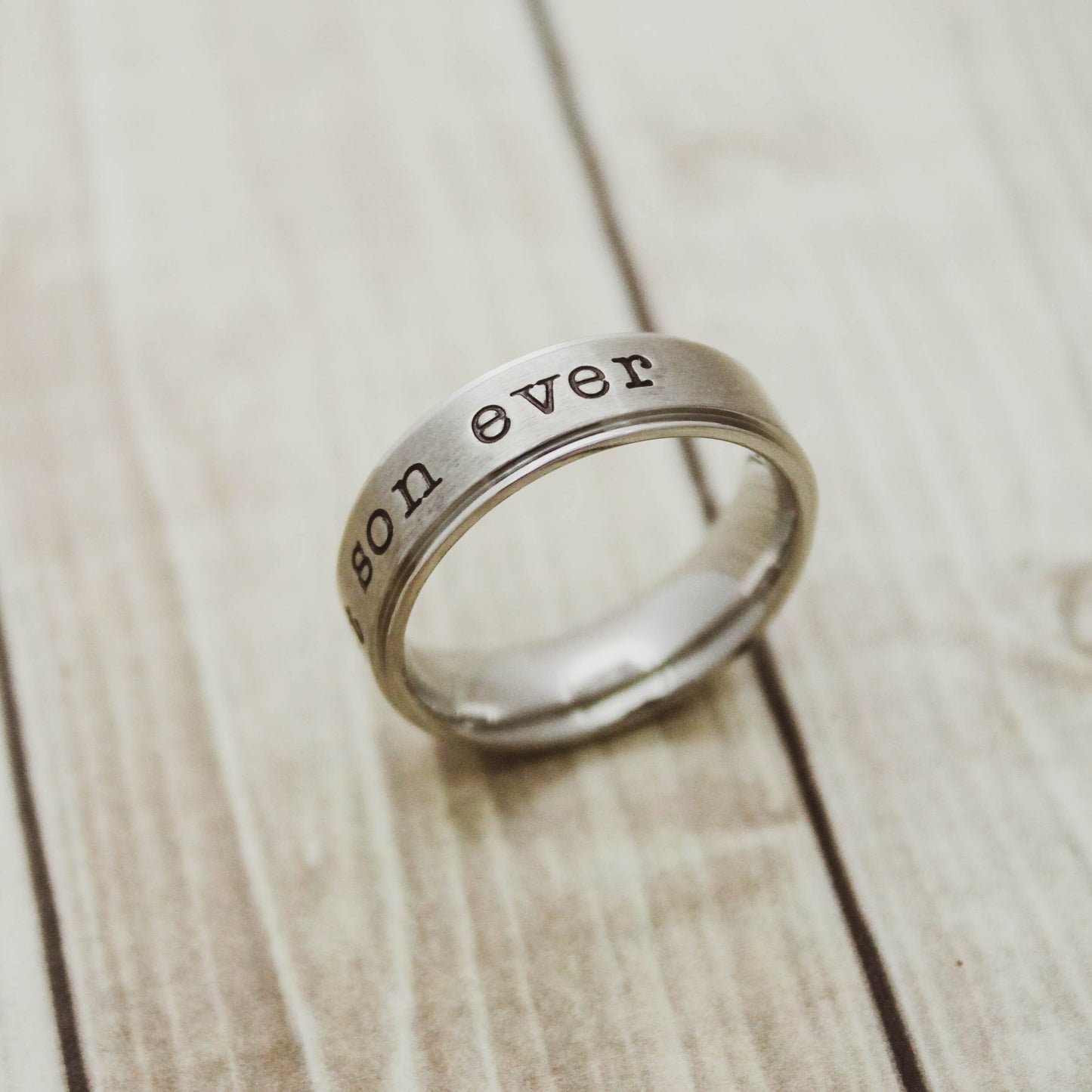 Best SON Ever Personalized Ring, Customized Silver Ring, Gift for Son, Hand Stamped Stainless Steel Name Ring, Shiny Silver Custom Ring