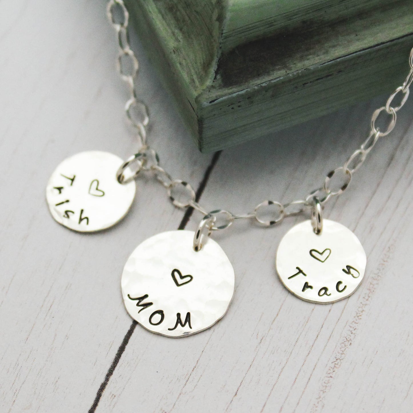 Personalized Mommy or Grandma Charm Bracelet, Sterling Silver Mother Charm Bracelet, Mother's Day Gift, Gifts for Her, Hand Stamped