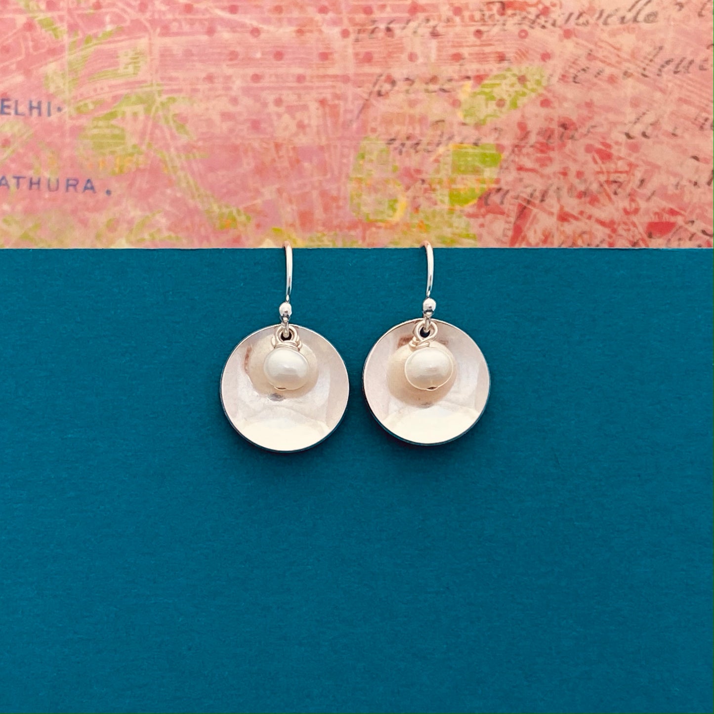 Pearl Disc Earrings, Freshwater Pearl Earrings, White Pearl Earrings, Silver and Pearl Earrings, Bridesmaid Earrings, Sterling Silver Pearls