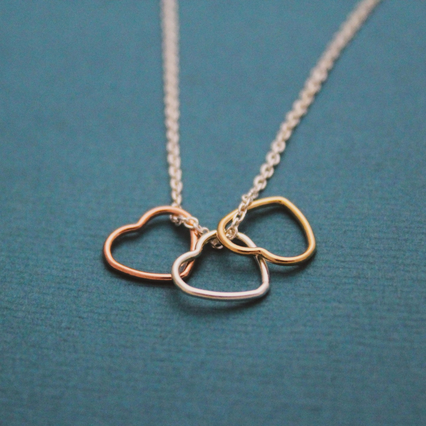 Tiny Hearts Necklace in Sterling Silver, 14K Gold Filled , & Rose Gold Filled, Past Present Future Necklace, Three Heart Necklace Jewelry