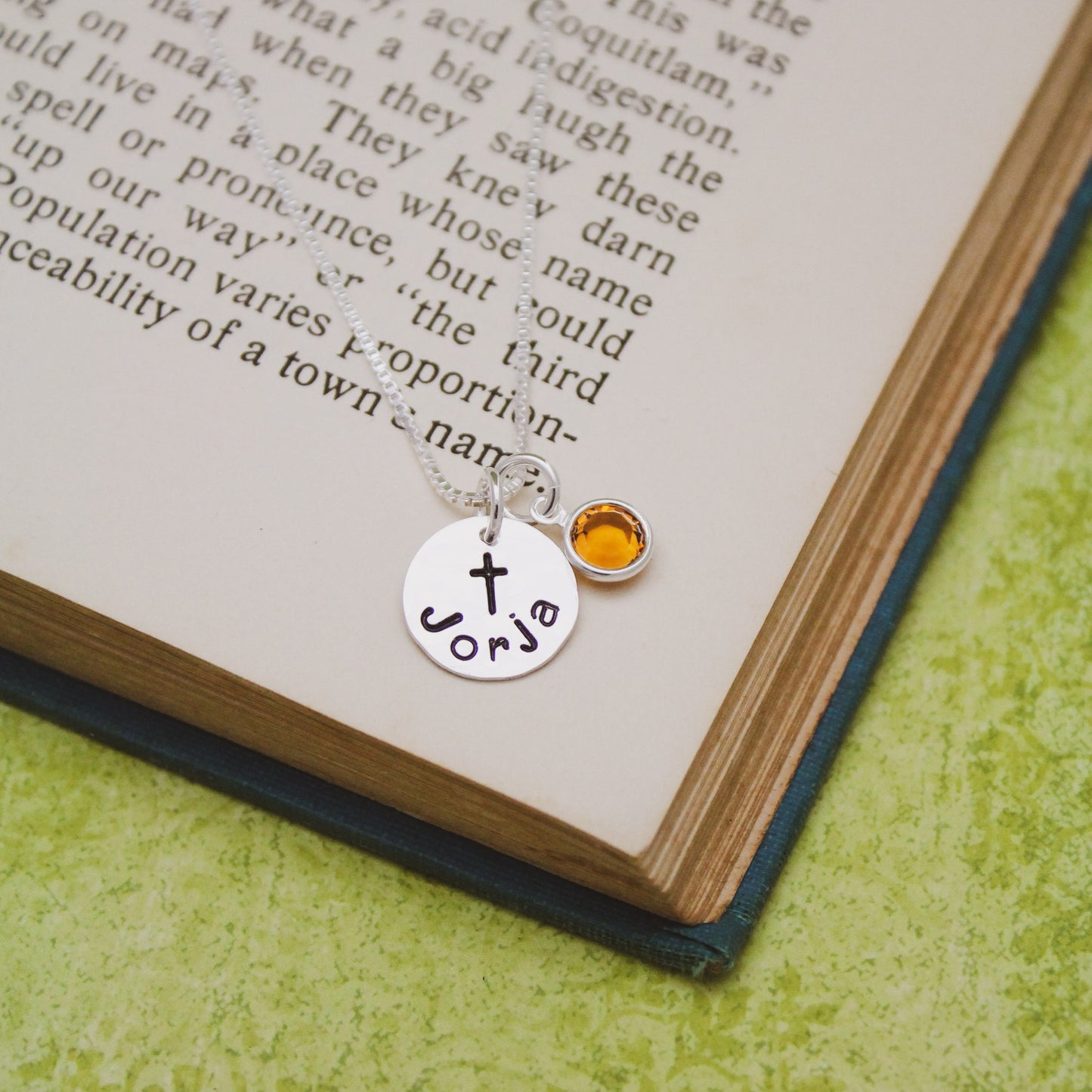 Confirmation or Holy Communion Necklace Personalized Sterling Silver Disc with Cross Necklace Hand Stamped Jewelry