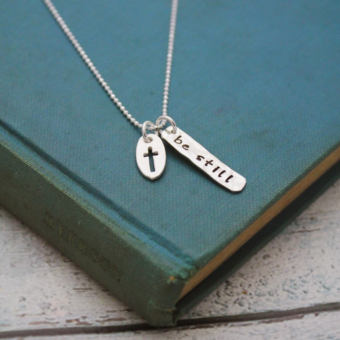 Be Still Cross Charm Necklace, Confirmation Cross Necklace, First Communion Cross Necklace, Personalized Hand Stamped Jewelry