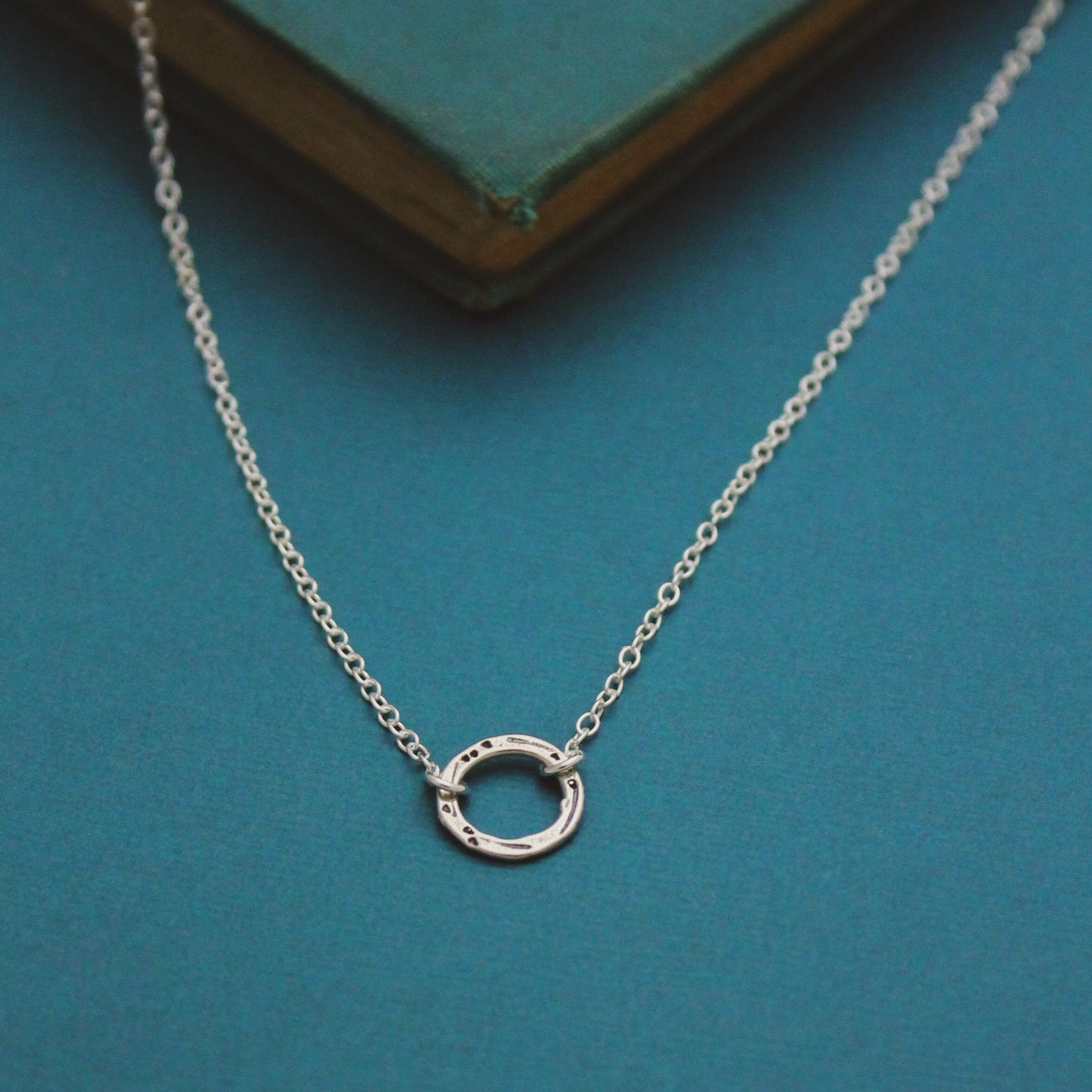 Karma Circle Necklace, Karma Necklace, Minimalist Karma Jewelry, Silver Textured Circle Ring Necklace, Gifts for Her, Yoga Jewelry, Karma