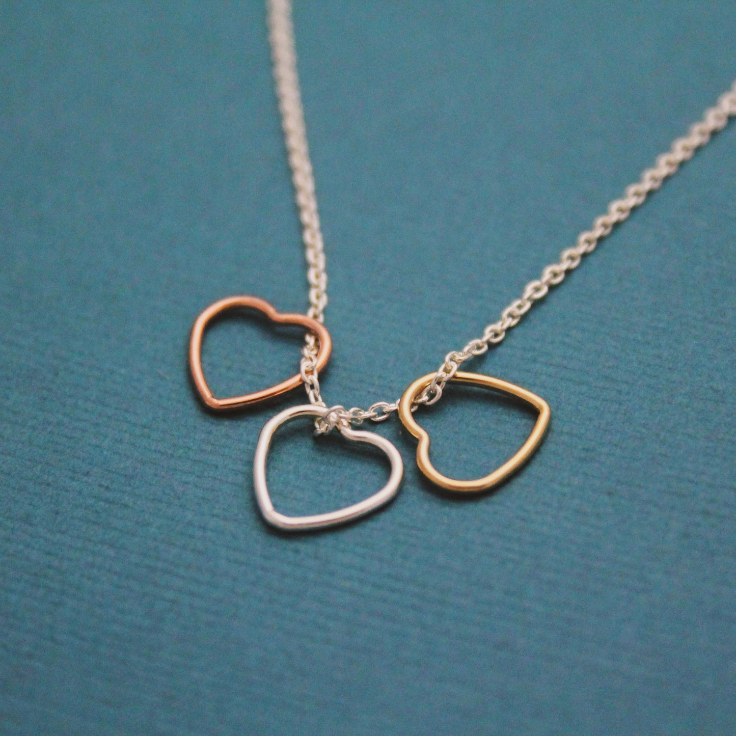 Tiny Hearts Necklace in Sterling Silver, 14K Gold Filled , & Rose Gold Filled, Past Present Future Necklace, Three Heart Necklace Jewelry