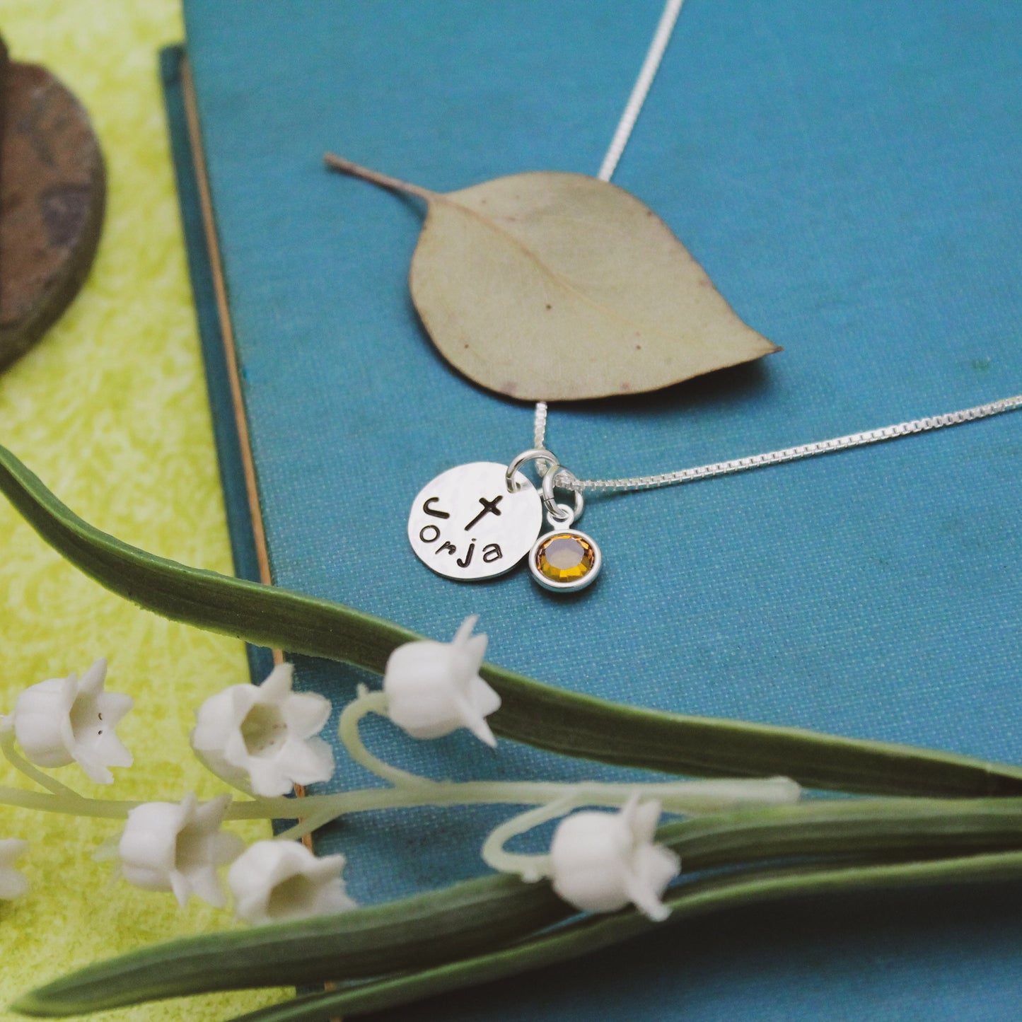 Confirmation or Holy Communion Necklace Personalized Sterling Silver Disc with Cross Necklace Hand Stamped Jewelry