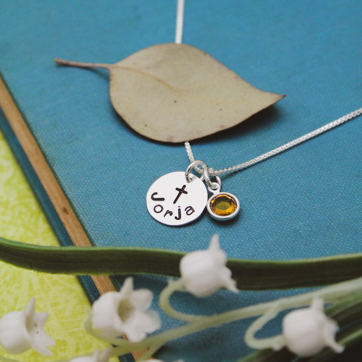 Confirmation or Holy Communion Necklace Personalized Sterling Silver Disc with Cross Necklace Hand Stamped Jewelry