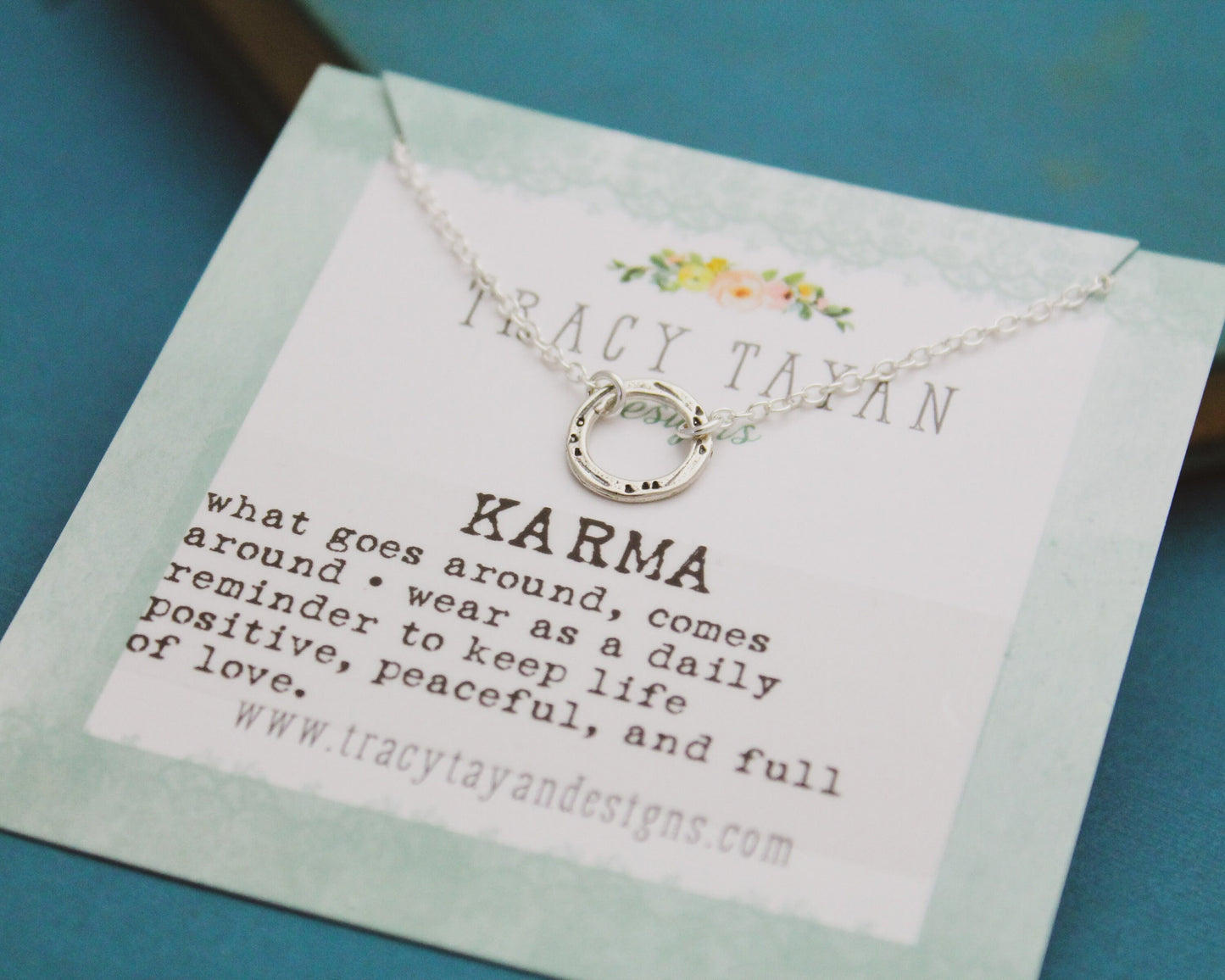 Karma Circle Necklace, Karma Necklace, Minimalist Karma Jewelry, Silver Textured Circle Ring Necklace, Gifts for Her, Yoga Jewelry, Karma