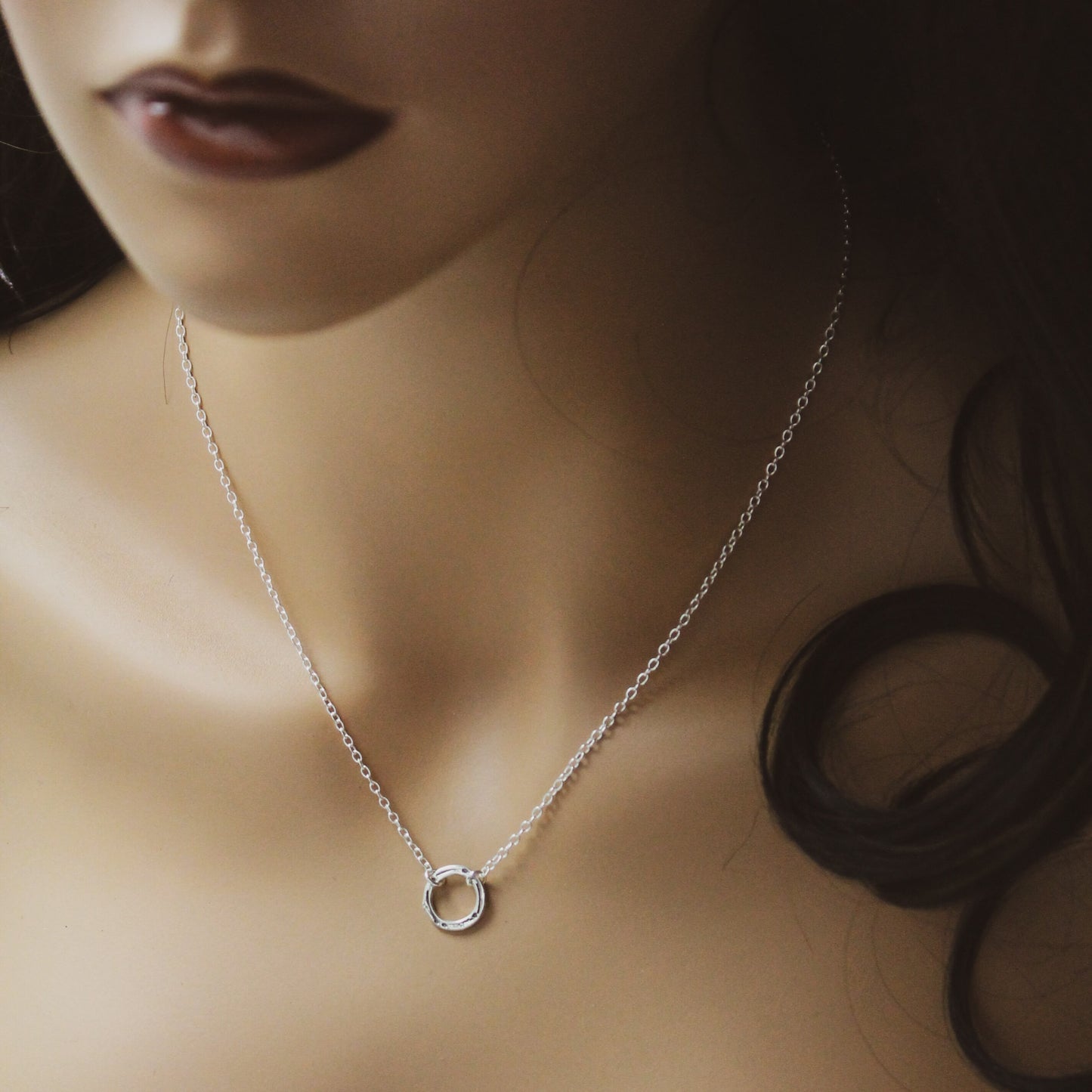 Karma Circle Necklace, Karma Necklace, Minimalist Karma Jewelry, Silver Textured Circle Ring Necklace, Gifts for Her, Yoga Jewelry, Karma