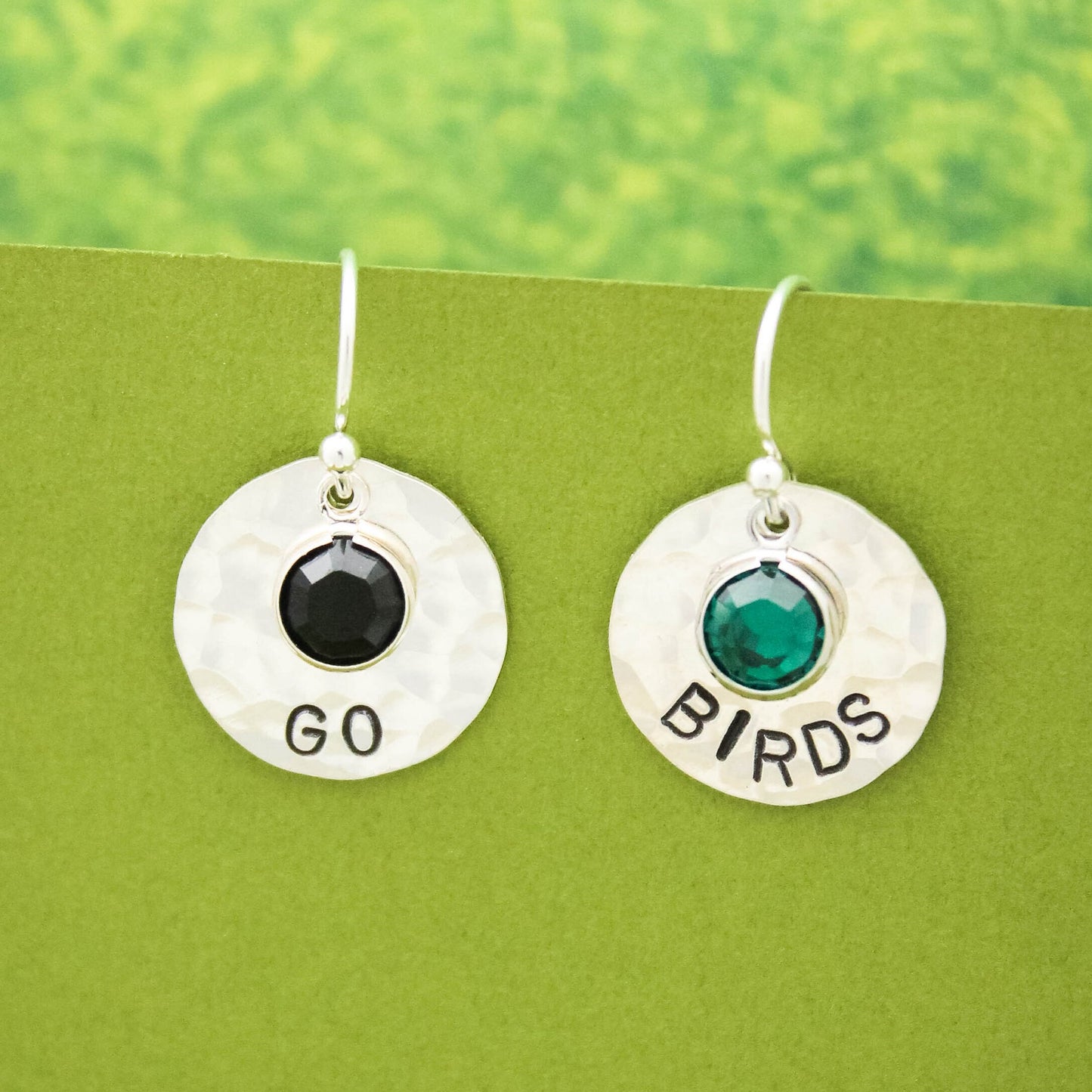 GO BIRDS Eagles Football Earrings in Sterling Silver, Game Day Eagles Jewelry, Philadelphia Eagles Earrings, Gifts for Her, Football Jewelry