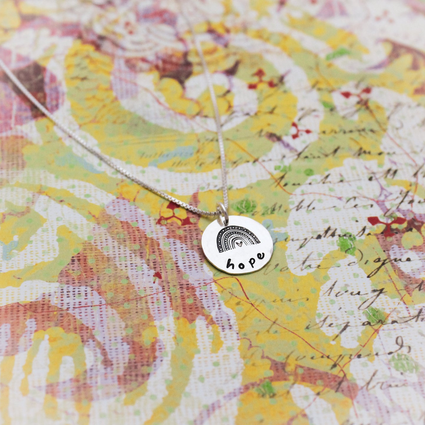 Hope Rainbow Necklace Personalized in Sterling Silver, Hand Stamped Jewelry Gift, Gifts for Her, Minimalist Jewelry, Hope Rainbow Jewelry