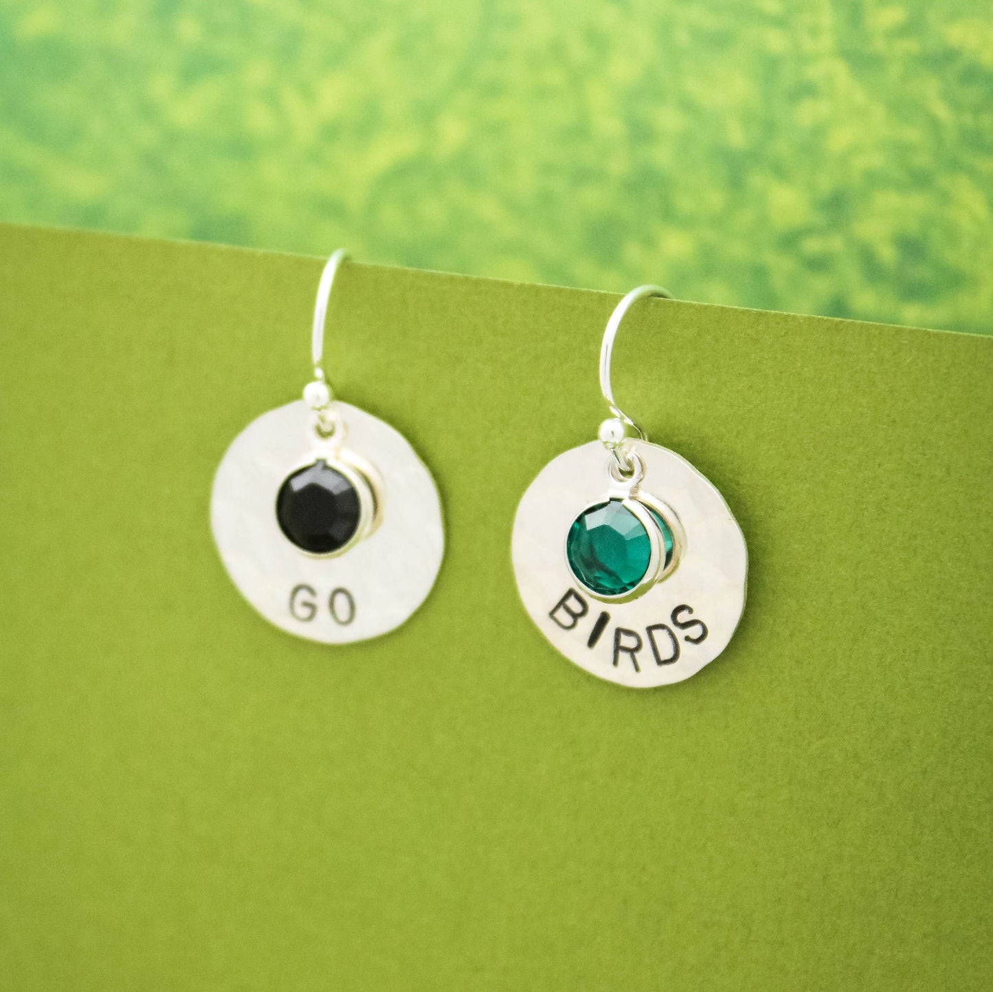 GO BIRDS Eagles Football Earrings in Sterling Silver, Game Day Eagles Jewelry, Philadelphia Eagles Earrings, Gifts for Her, Football Jewelry