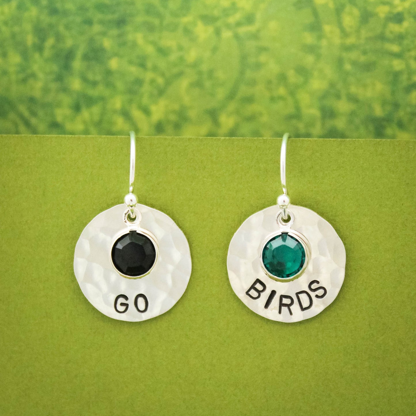 GO BIRDS Eagles Football Earrings in Sterling Silver, Game Day Eagles Jewelry, Philadelphia Eagles Earrings, Gifts for Her, Football Jewelry