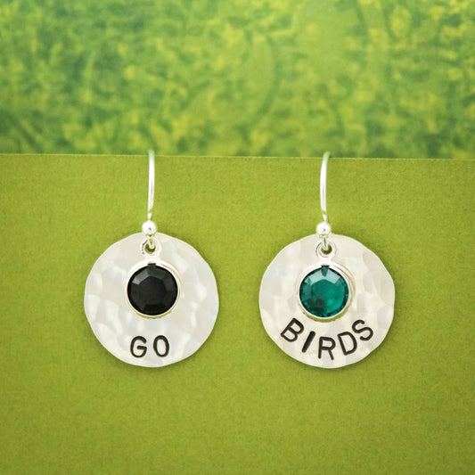 GO BIRDS Eagles Football Earrings in Sterling Silver, Game Day Eagles Jewelry, Philadelphia Eagles Earrings, Gifts for Her, Football Jewelry