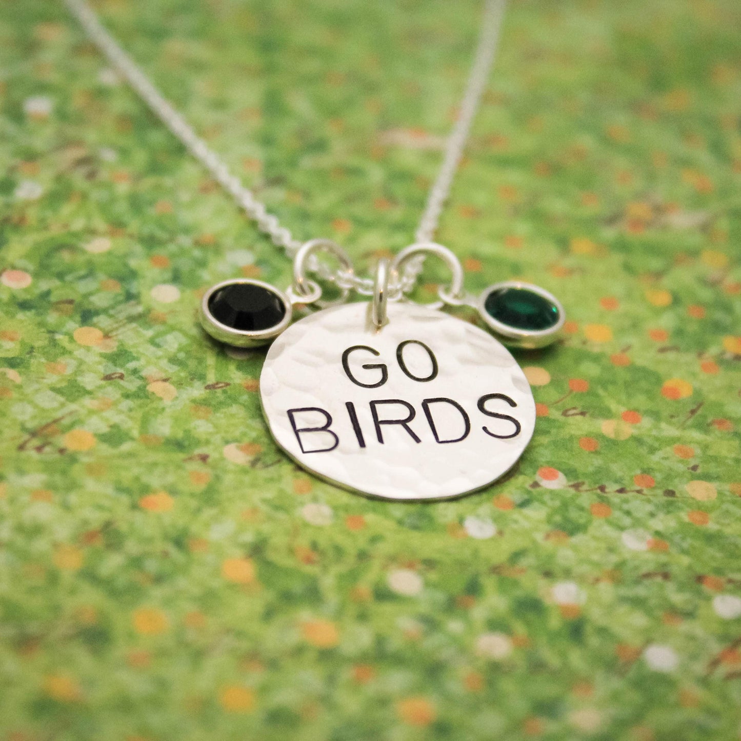 GO BIRDS Eagles Football Necklace in Sterling Silver, Game Day Eagles Jewelry, Philadelphia Eagles Necklace, Gifts for Her, Football Jewelry