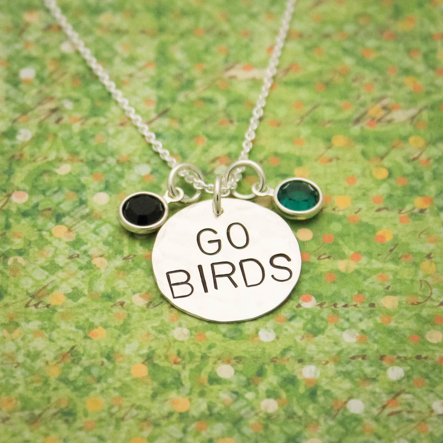 GO BIRDS Eagles Football Necklace in Sterling Silver, Game Day Eagles Jewelry, Philadelphia Eagles Necklace, Gifts for Her, Football Jewelry