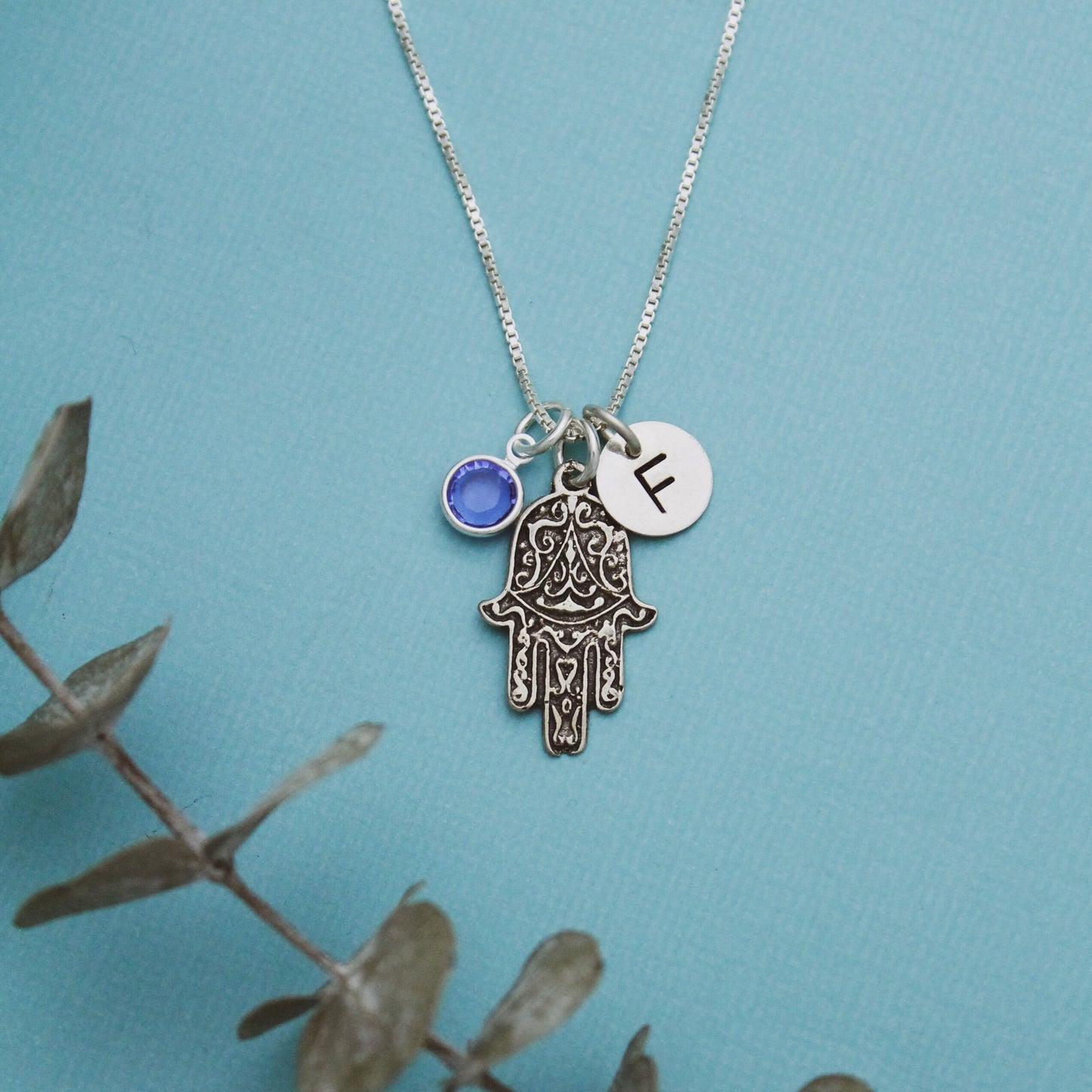 Hamsa Hand Charm Necklace for Bat Mitzvah Personalized Sterling Silver Star of David Hand Stamped Jewelry, Cute Bat Mitzvah Jewelry, Gift