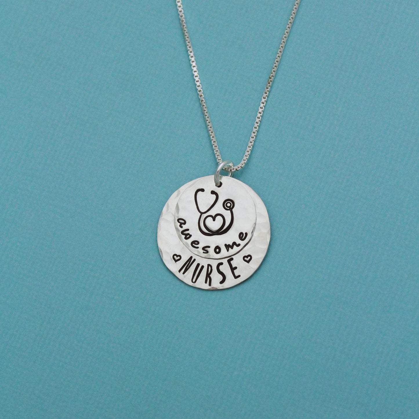 Awesome Nurse Necklace, Cute Nurse Necklace Gift, Nurse Jewelry, Nursing Gift, Nursing School Graduate Gift, Hand Stamped, Unique Nurse Gift