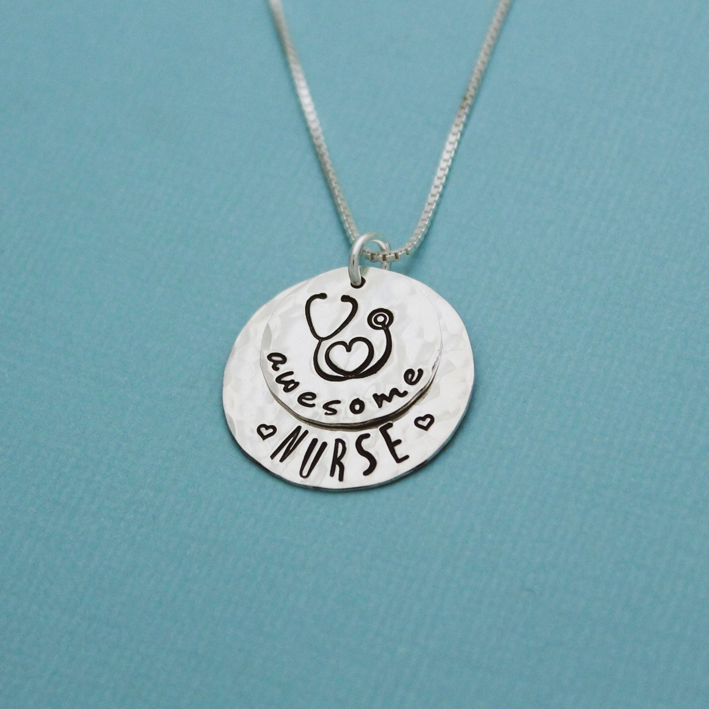 Awesome Nurse Necklace, Cute Nurse Necklace Gift, Nurse Jewelry, Nursing Gift, Nursing School Graduate Gift, Hand Stamped, Unique Nurse Gift