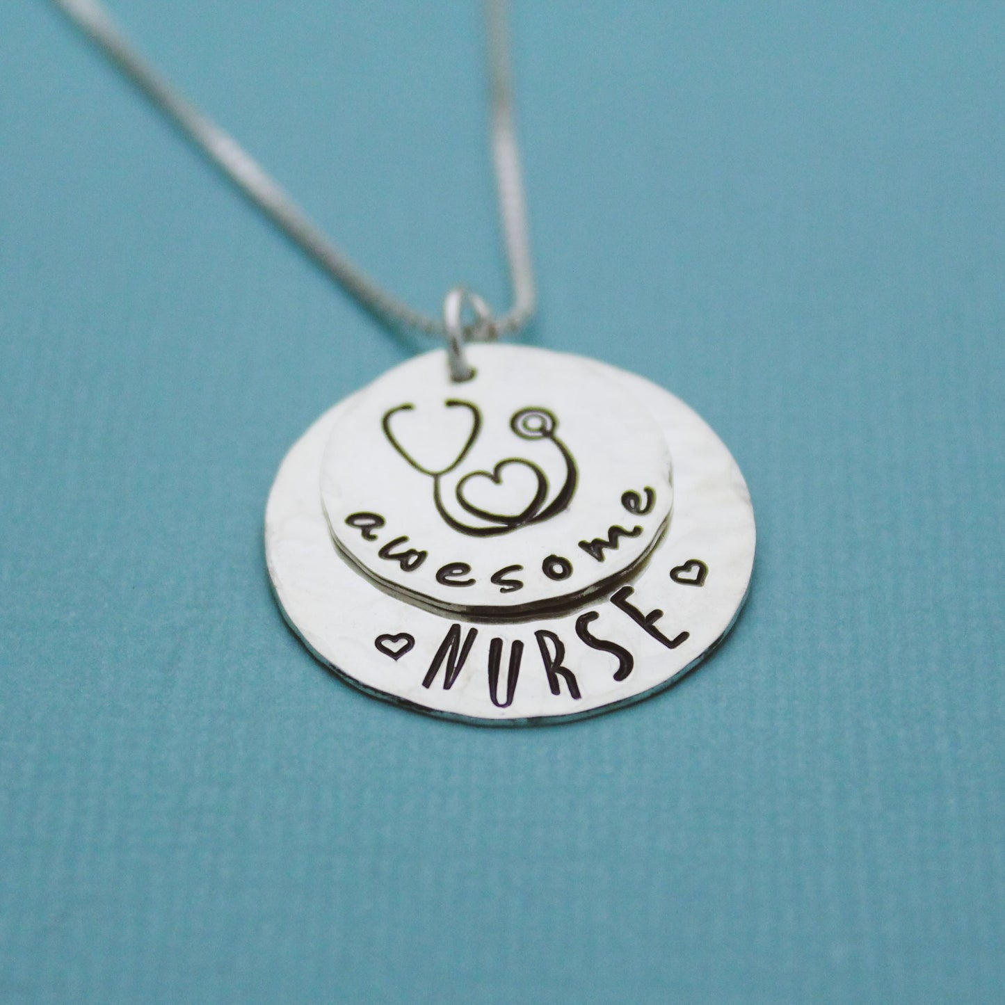 Awesome Nurse Necklace, Cute Nurse Necklace Gift, Nurse Jewelry, Nursing Gift, Nursing School Graduate Gift, Hand Stamped, Unique Nurse Gift