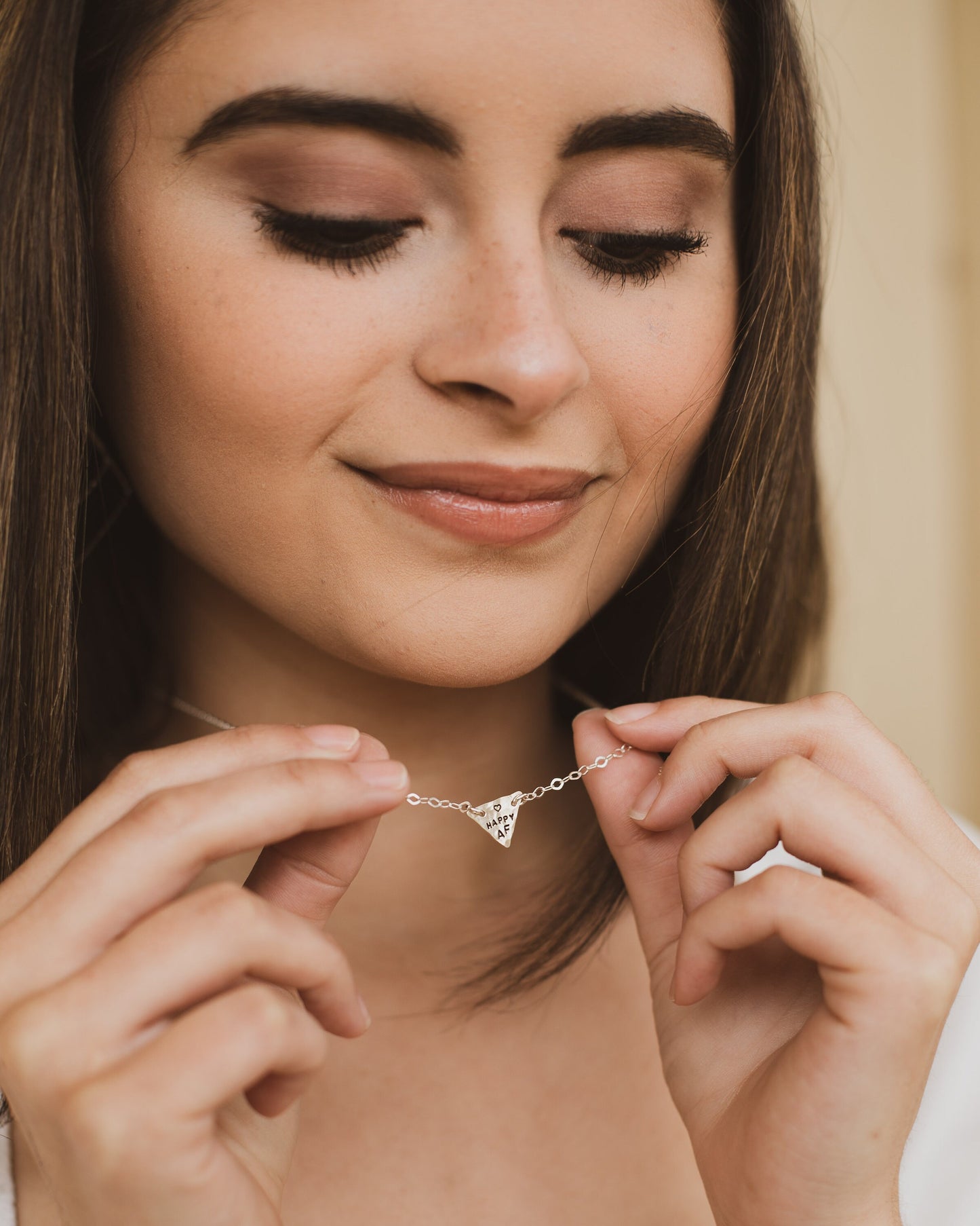 Happy AF Necklace in Sterling Silver, Happy AF, Hand Stamped Bar Necklace, Happy AF Bar Necklace, Curse Word Explicit Jewelry, Gift for Her