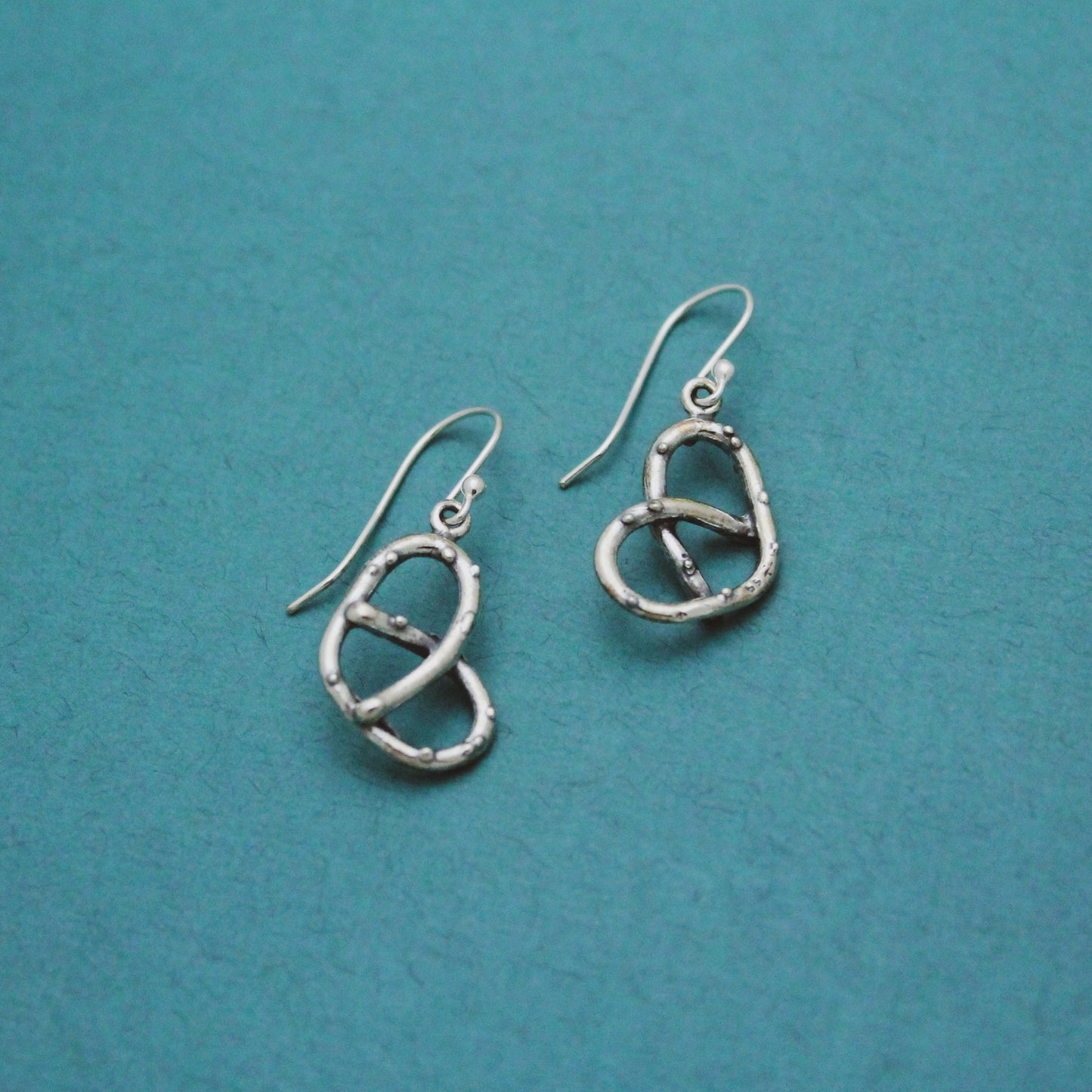 Cute Pretzel Earrings, Sterling Silver Pretzel Earrings, Pretzel Jewelry, Sterling Silver Food Pretzel Earrings, Funky Food Earrings Gift