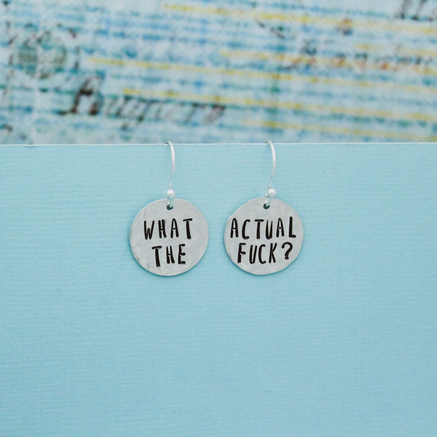 What the Actual Fuck Sterling Silver Earrings, What the Fuck Jewelry, Hand Stamped Personalized Earrings, Explicit Curse Word Jewelry WTF