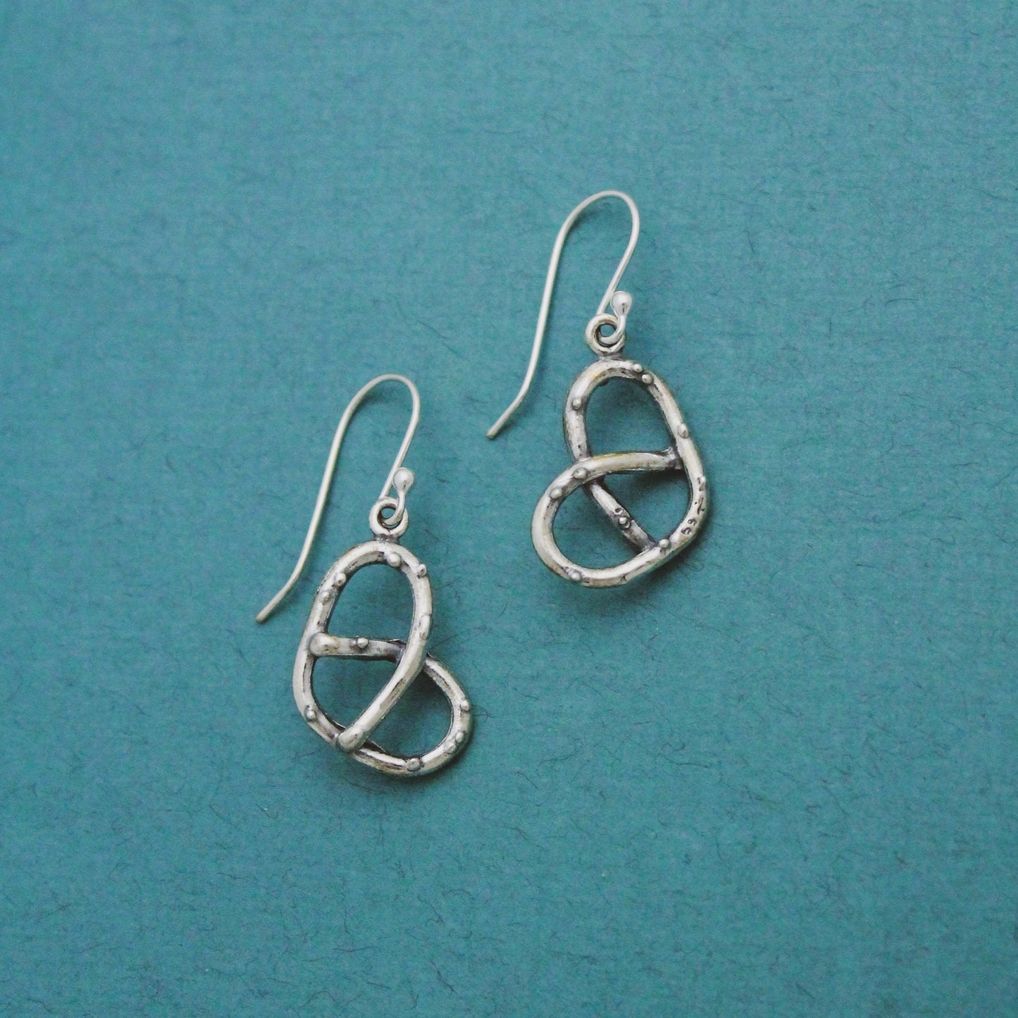 Cute Pretzel Earrings, Sterling Silver Pretzel Earrings, Pretzel Jewelry, Sterling Silver Food Pretzel Earrings, Funky Food Earrings Gift