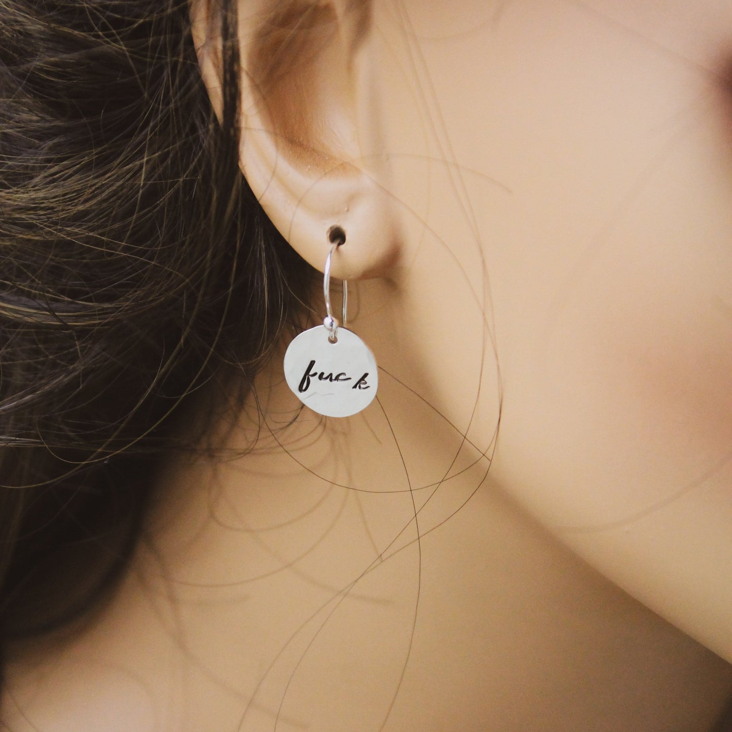 Fuck Off Sterling Silver Earrings, Fuck Jewelry, Fuck Off Earrings, Fun Funky Fuck Jewelry Expletive Gift for Her, Whimsigoth