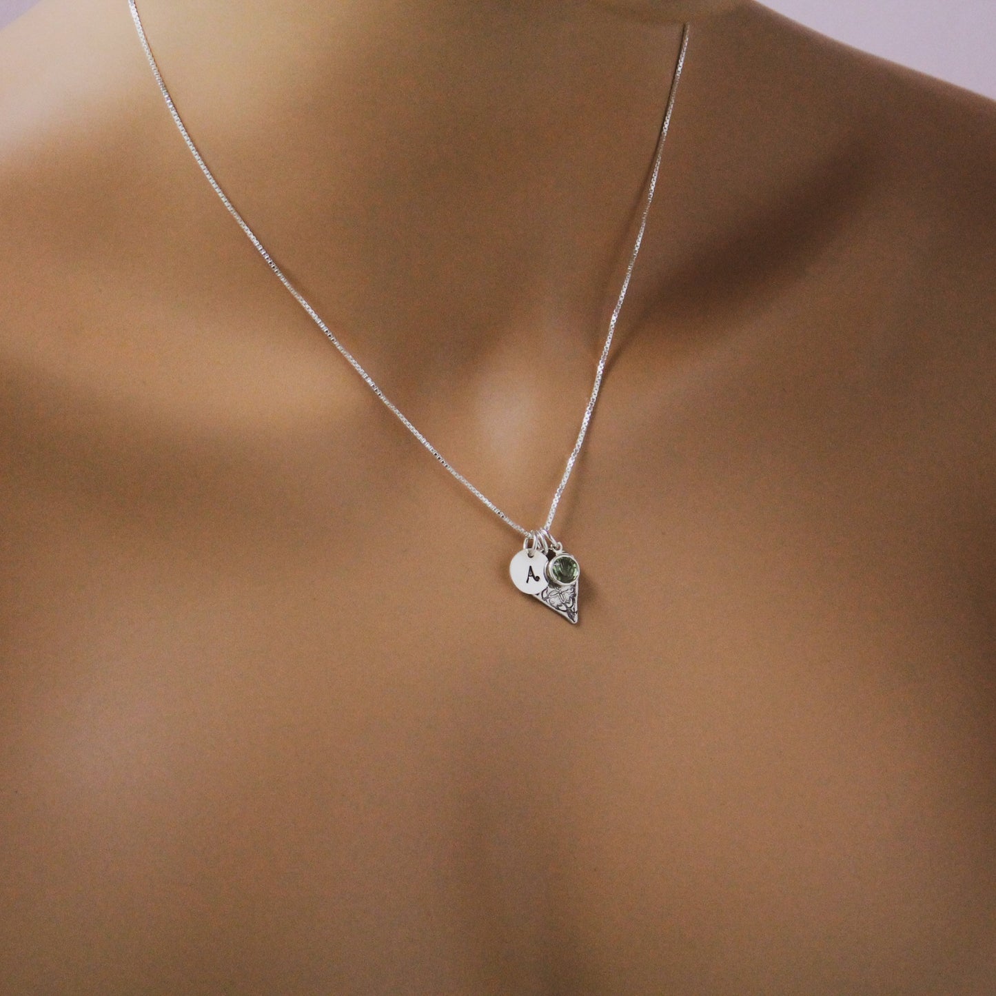 August Heart Birthstone Necklace, August Peridot Jewelry, August Birthday Gift, August Birthstone Jewelry, Peridot Necklace, Sterling Silver