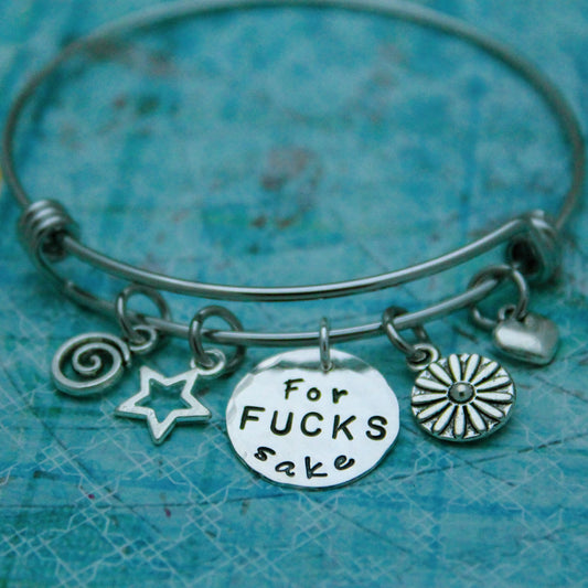 For FUCKS Sake Bracelet Bangle, Motivational Jewelry Bracelet, Curse Word Jewelry Bracelet Gift, Fun Hand Made Personalized Gift for Her