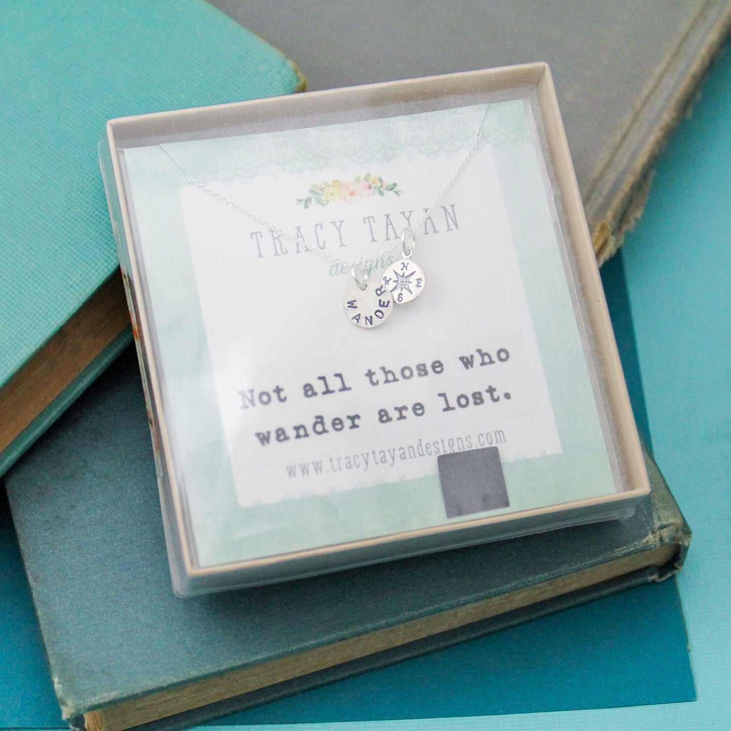 Not All Those Who Wander Are Lost Necklace Personalized Sterling Silver, Hand Stamped Jewelry Gift, Wander Box Gift Jewelry, Wanderlust