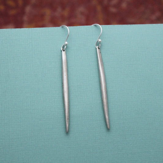 Long Minimalist Stick Earrings, Sterling Silver Earrings, Statement Silver Earrings, Silver Wire Earrings, Casual Style Earrings, Layered