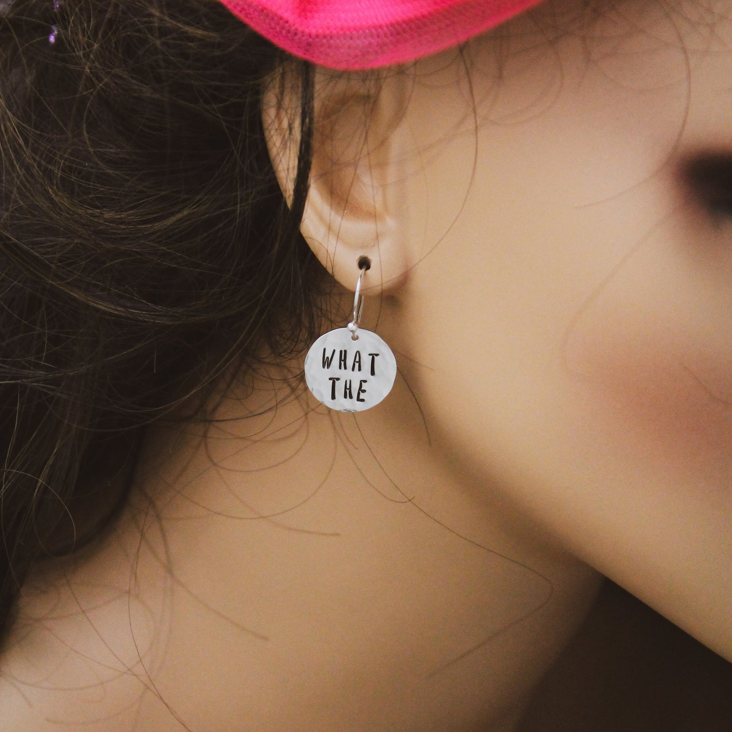 What the Actual Fuck Sterling Silver Earrings, What the Fuck Jewelry, Hand Stamped Personalized Earrings, Explicit Curse Word Jewelry WTF