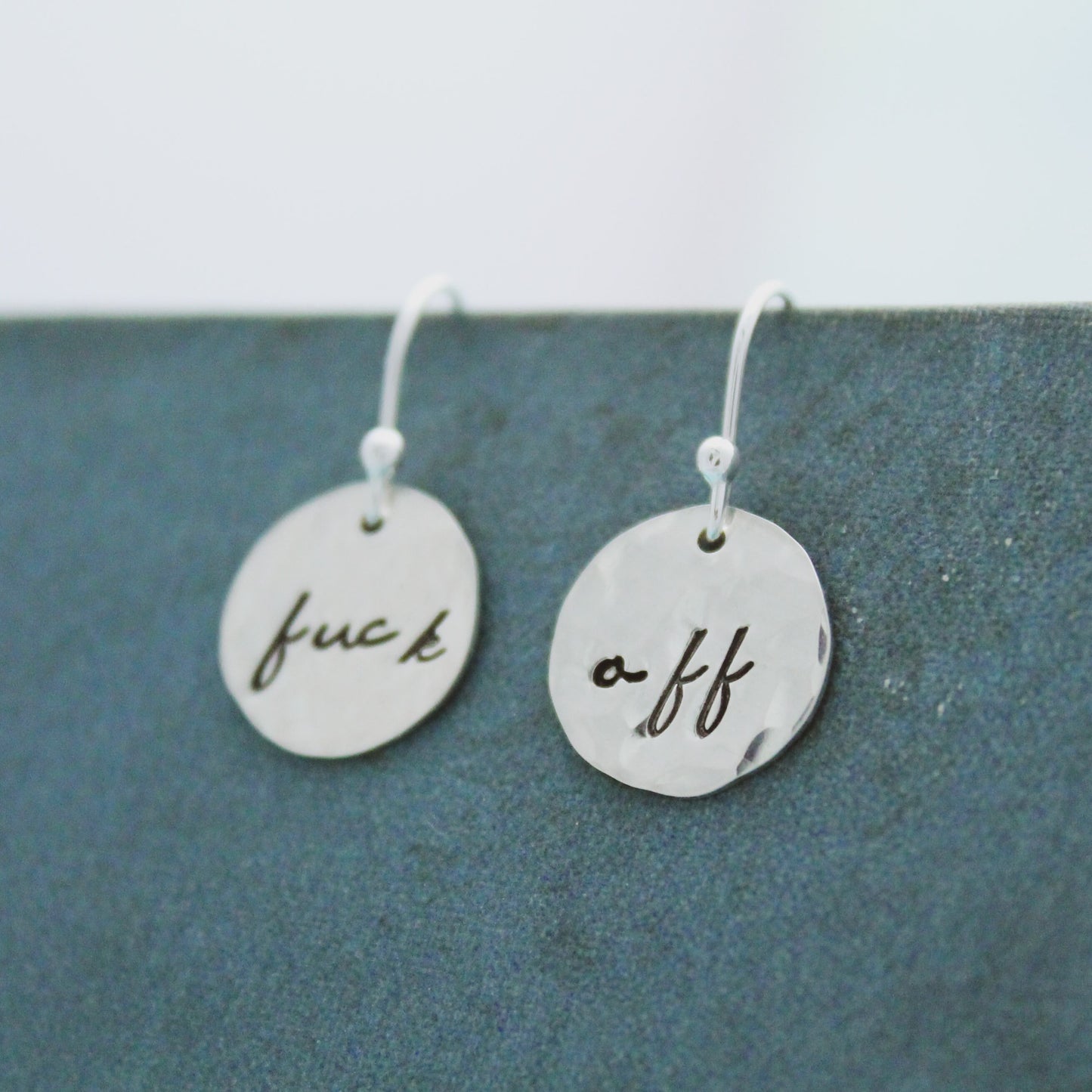 Fuck Off Sterling Silver Earrings, Fuck Jewelry,  Fuck Off Earrings, Fun Funky Fuck Jewelry Expletive Gift for Her, Whimsigoth