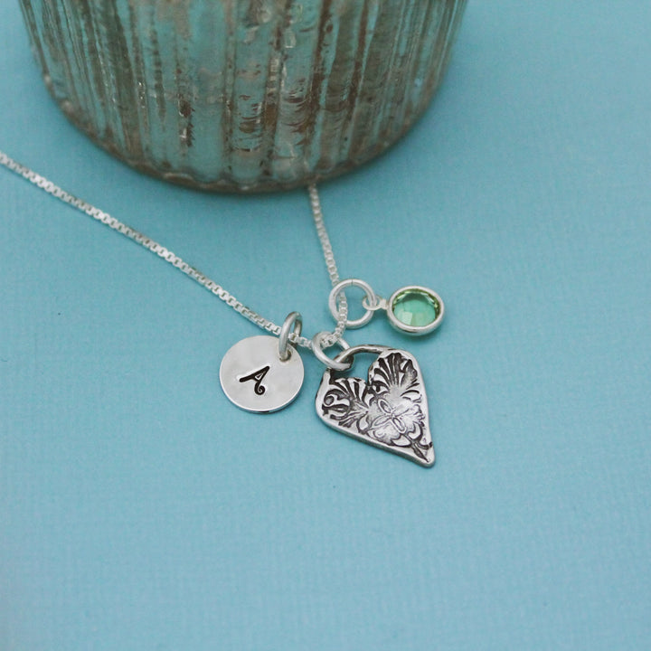 August Heart Birthstone Necklace, August Peridot Jewelry, August Birthday Gift, August Birthstone Jewelry, Peridot Necklace, Sterling Silver