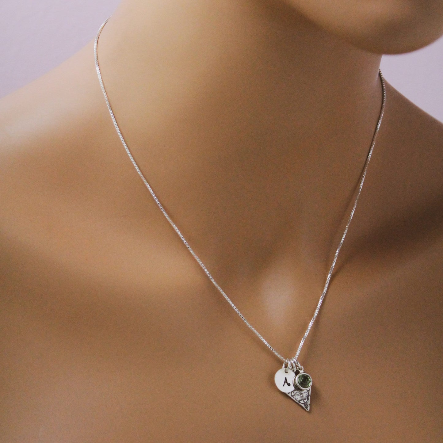 August Heart Birthstone Necklace, August Peridot Jewelry, August Birthday Gift, August Birthstone Jewelry, Peridot Necklace, Sterling Silver