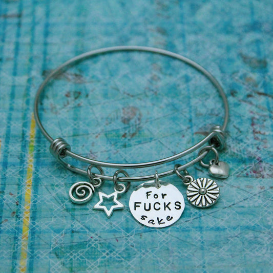 For FUCKS Sake Bracelet Bangle, Motivational Jewelry Bracelet, Curse Word Jewelry Bracelet Gift, Fun Hand Made Personalized Gift for Her