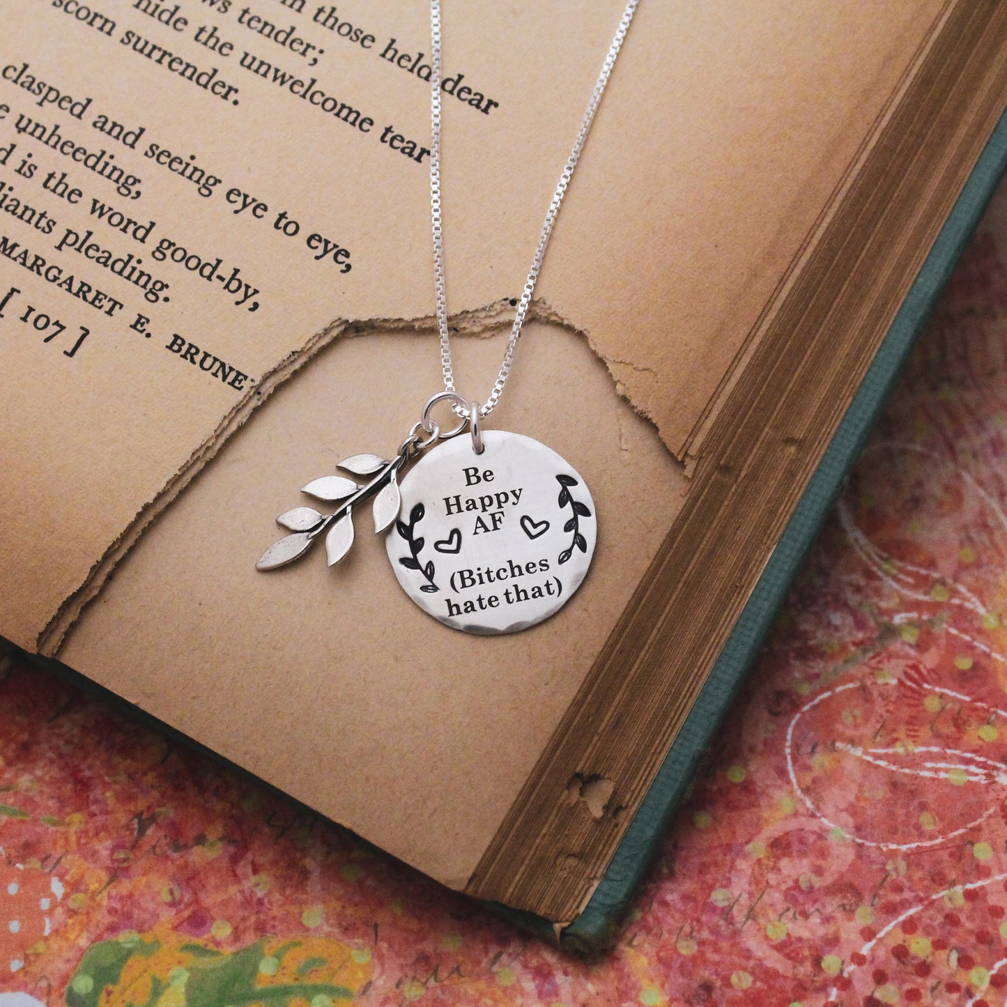 Be Happy AF (Bitches hate that) Necklace in Sterling Silver, Be Happy Jewelry, Gifts for Her, Curse Word Jewelry Gift, Be happy Bitches Gift