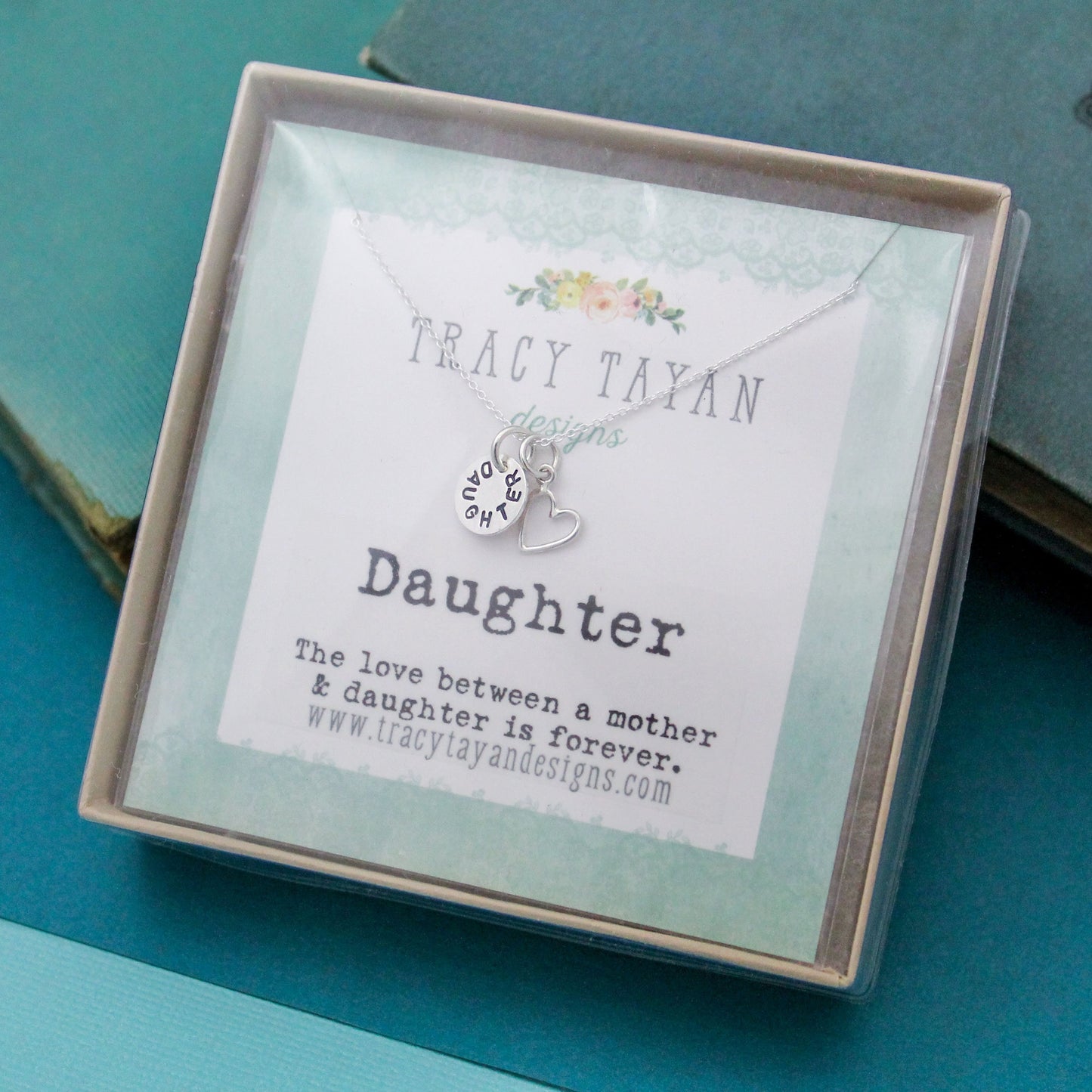 Dainty Daughter Necklace Personalized Sterling Silver, Hand Stamped Jewelry Gift, Daughter Jewelry, Daughter Box Gift, Gifts for Daughters