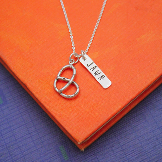 Philly Pretzel Jawn Necklace in Sterling Silver, Philadelphia PA Jewelry