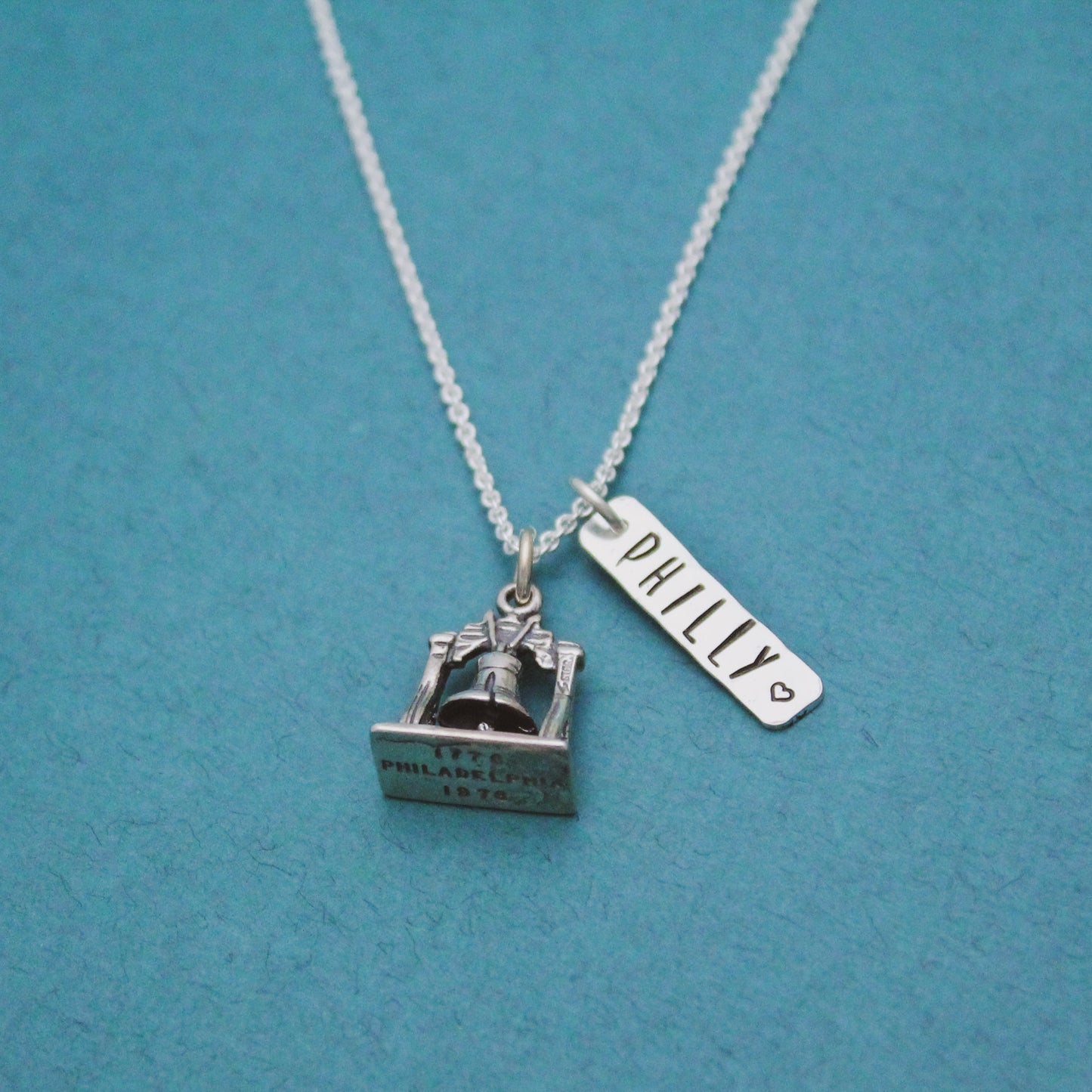 Philly Liberty Bell Necklace in Sterling Silver, Philadelphia PA Jewelry