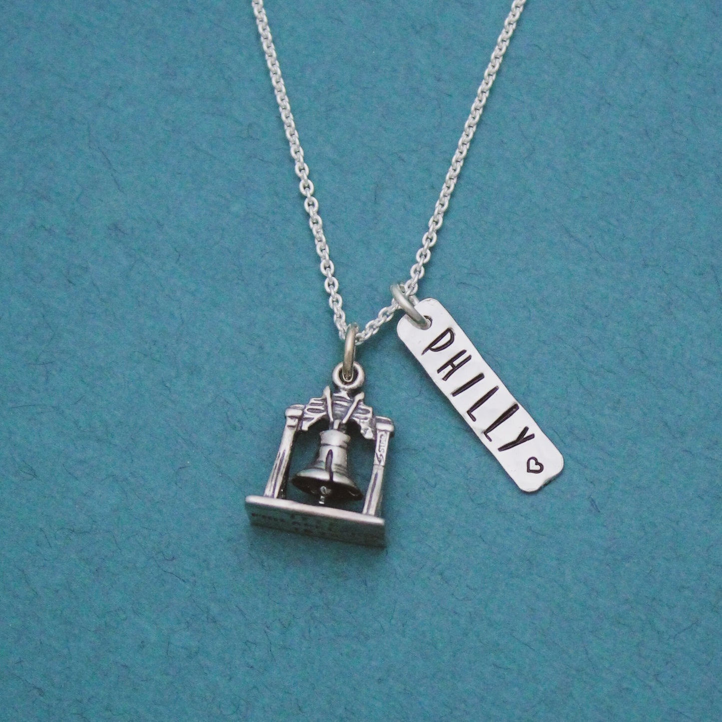 Philly Liberty Bell Necklace in Sterling Silver, Philadelphia PA Jewelry