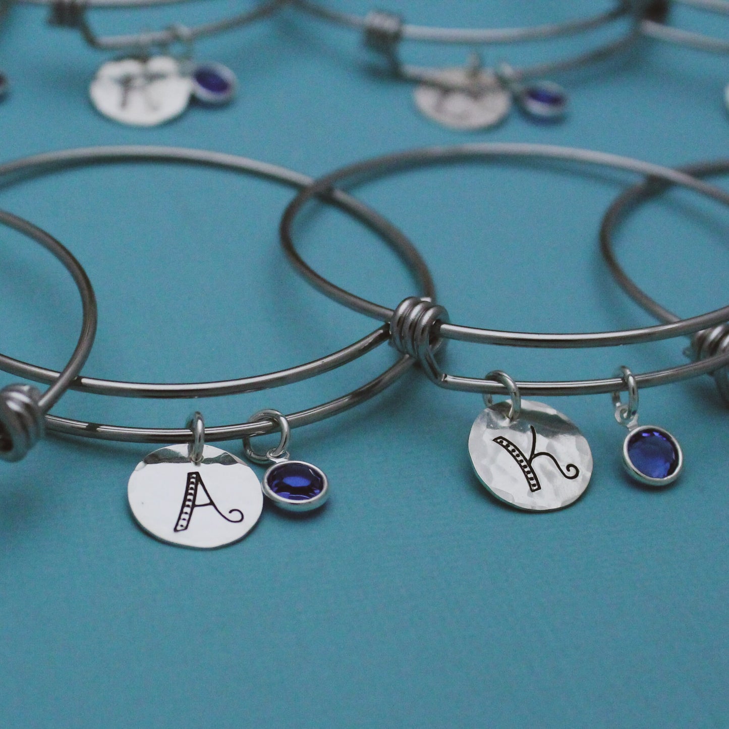 Initial Charm and Crystal Bangle Bracelets for Bridesmaids, Set Gifts for Bridesmaids, Bridesmaid Proposal Gift, Bridesmaid Jewelry Gift Set
