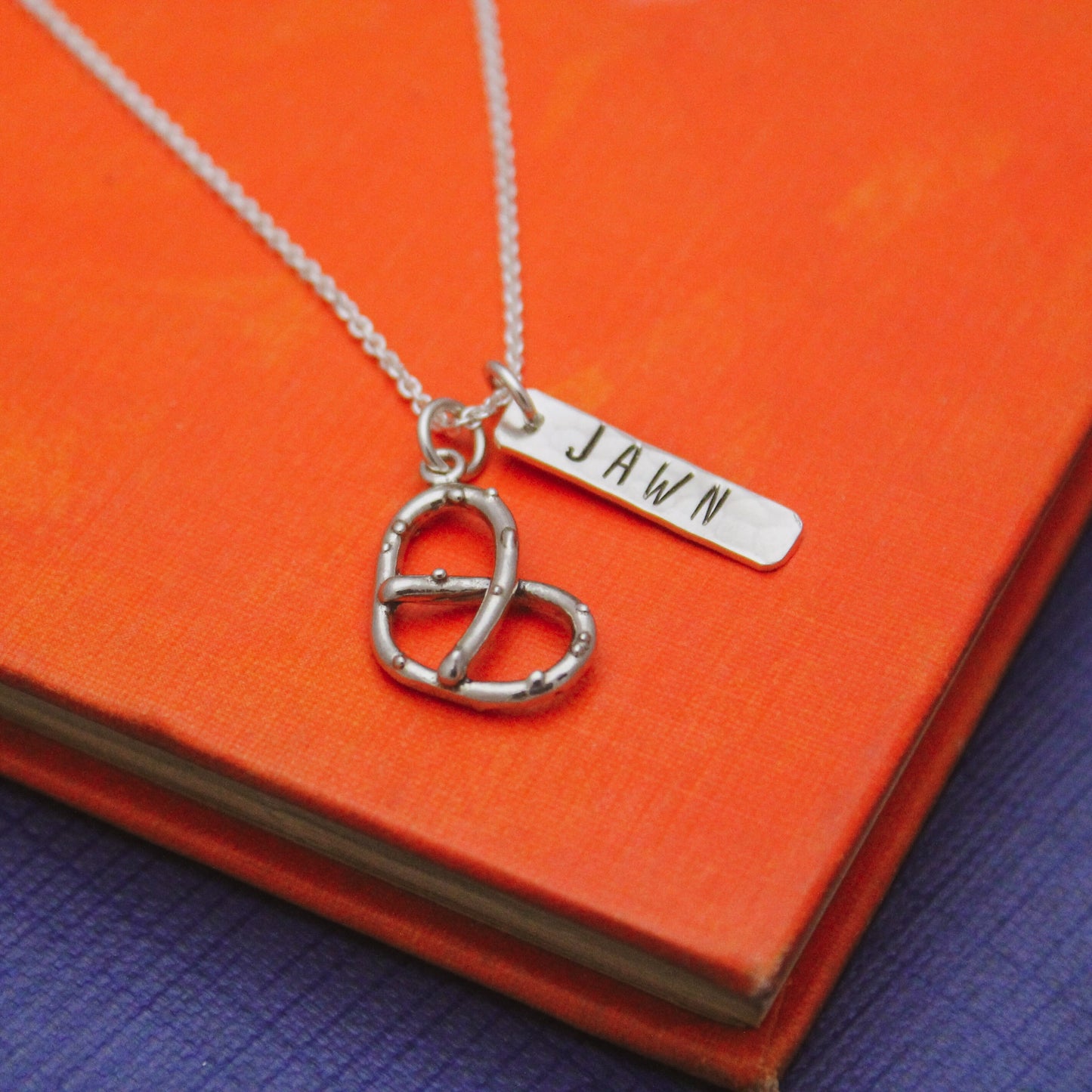 Philly Pretzel Jawn Necklace in Sterling Silver, Philadelphia PA Jewelry