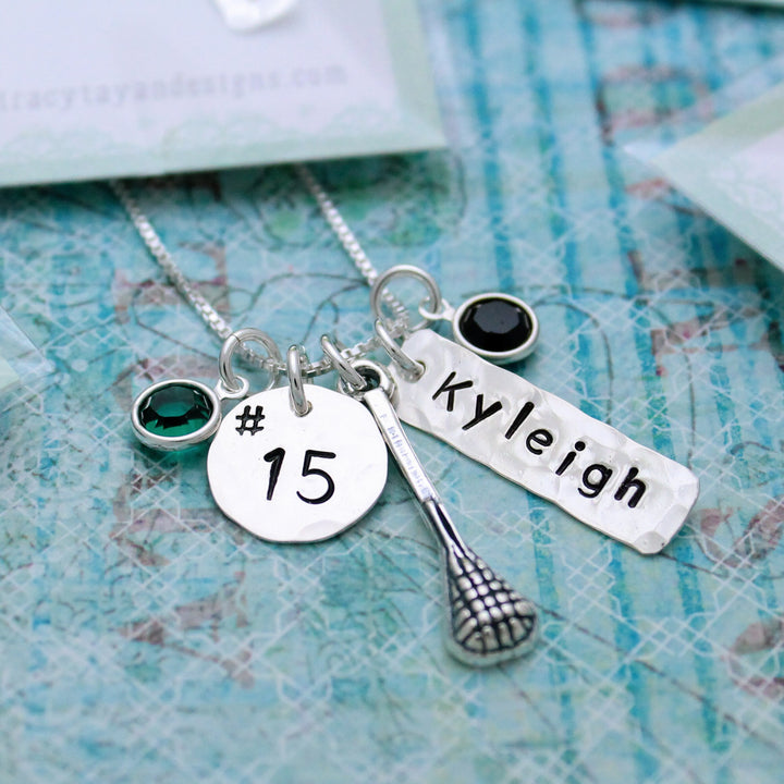 Personalized Lacrosse Team Necklaces, Lacrosse Necklace, LAX Senior Necklace, LAX Jewelry, Lacrosse Team Jewelry, Hand Stamped .925 silver