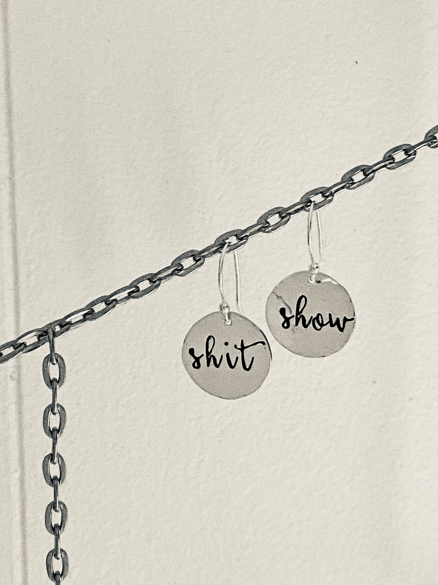 Shit Show Earrings in Sterling Silver, Funny Inspirational Jewelry, Gift for Her, Curse Word Jewelry, Shit Show Gift, Funny Shit, Shit Gift