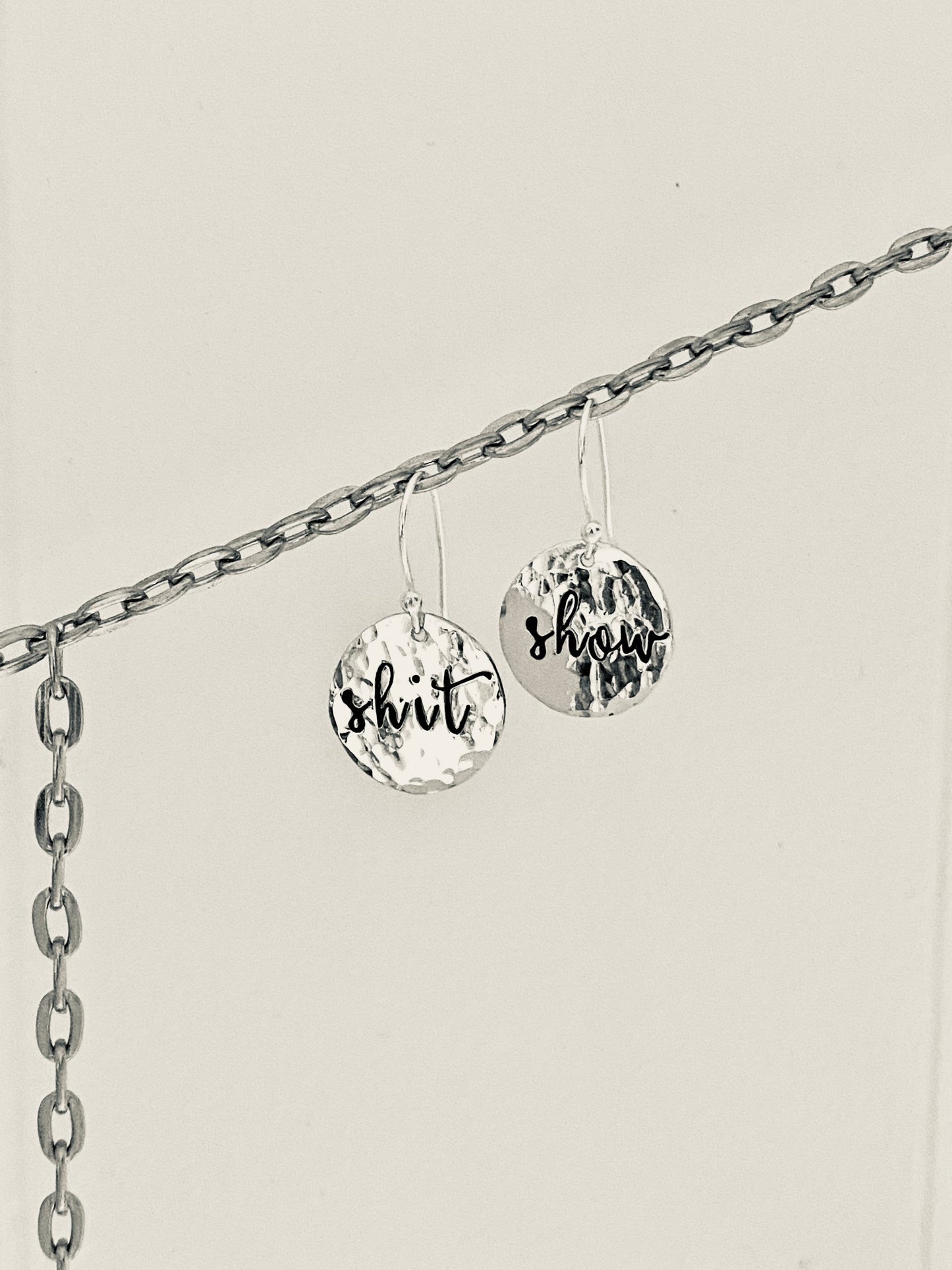 Shit Show Earrings in Sterling Silver, Funny Inspirational Jewelry, Gift for Her, Curse Word Jewelry, Shit Show Gift, Funny Shit, Shit Gift